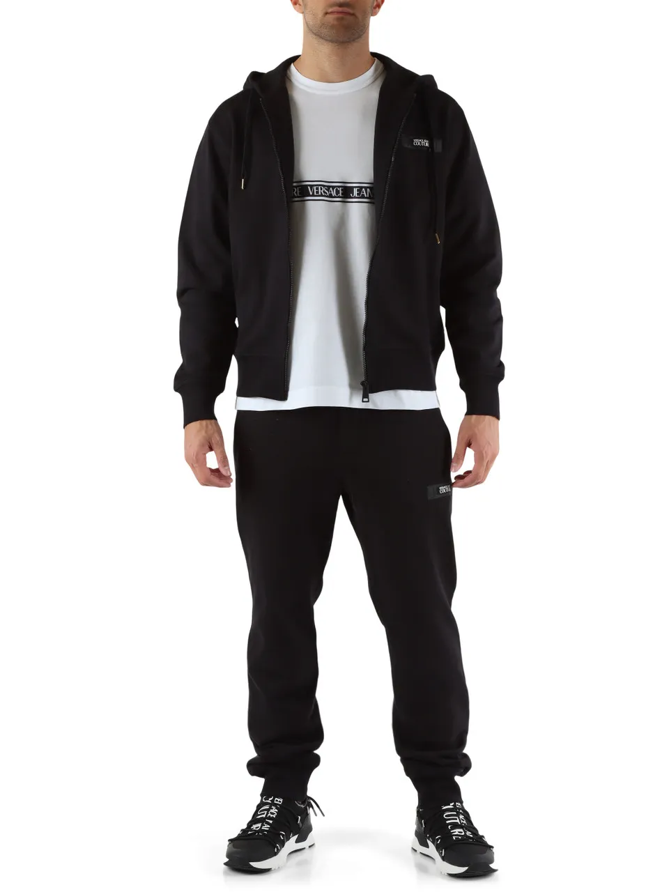 Felpa regular fit con cappuccio e zip in cotone garzato