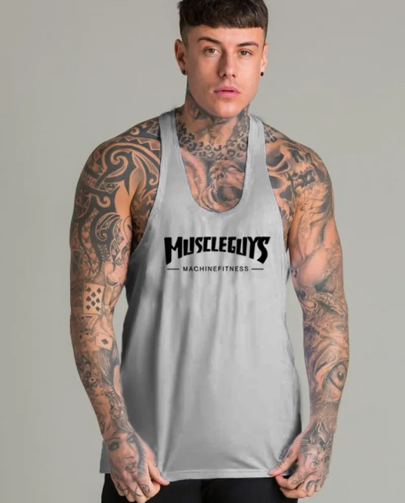 Fitness Uomo Bodybuilding Canotta Palestre Allenamento Camicia senza maniche in cotone Muscle Guys Abbigliamento Stringer Canott