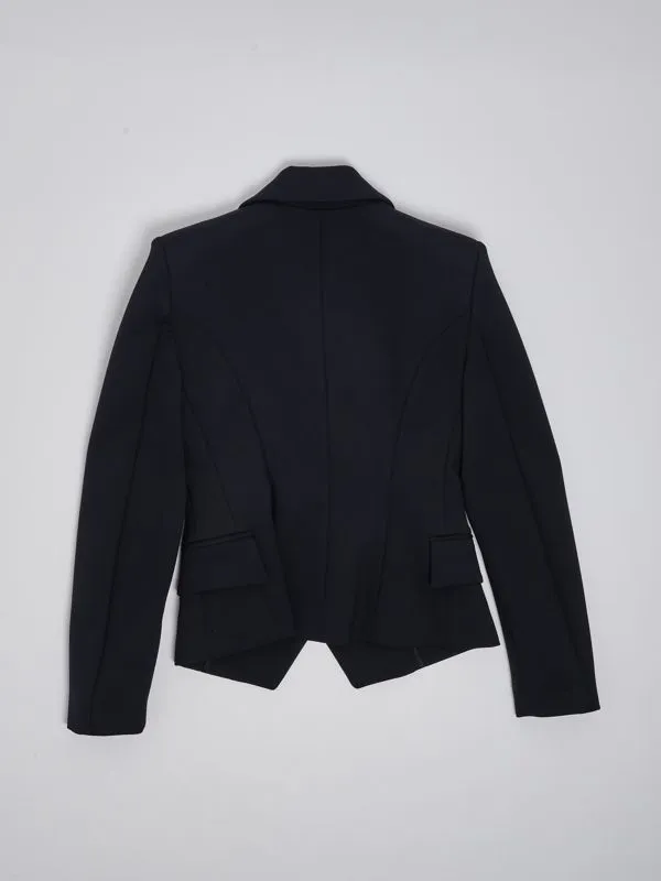 Giacca bambina Balmain a doppio petto in nylon stretch Nero