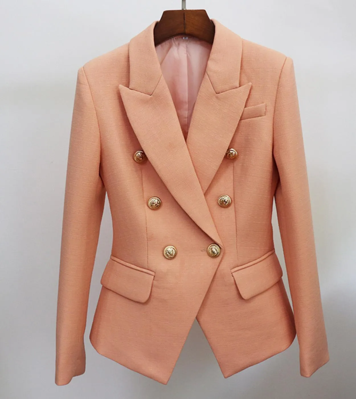 Giacca blazer firmata di alta qualità più recente 2022 Giacca da donna in metallo con bottoni a forma di leone, doppio petto, ad