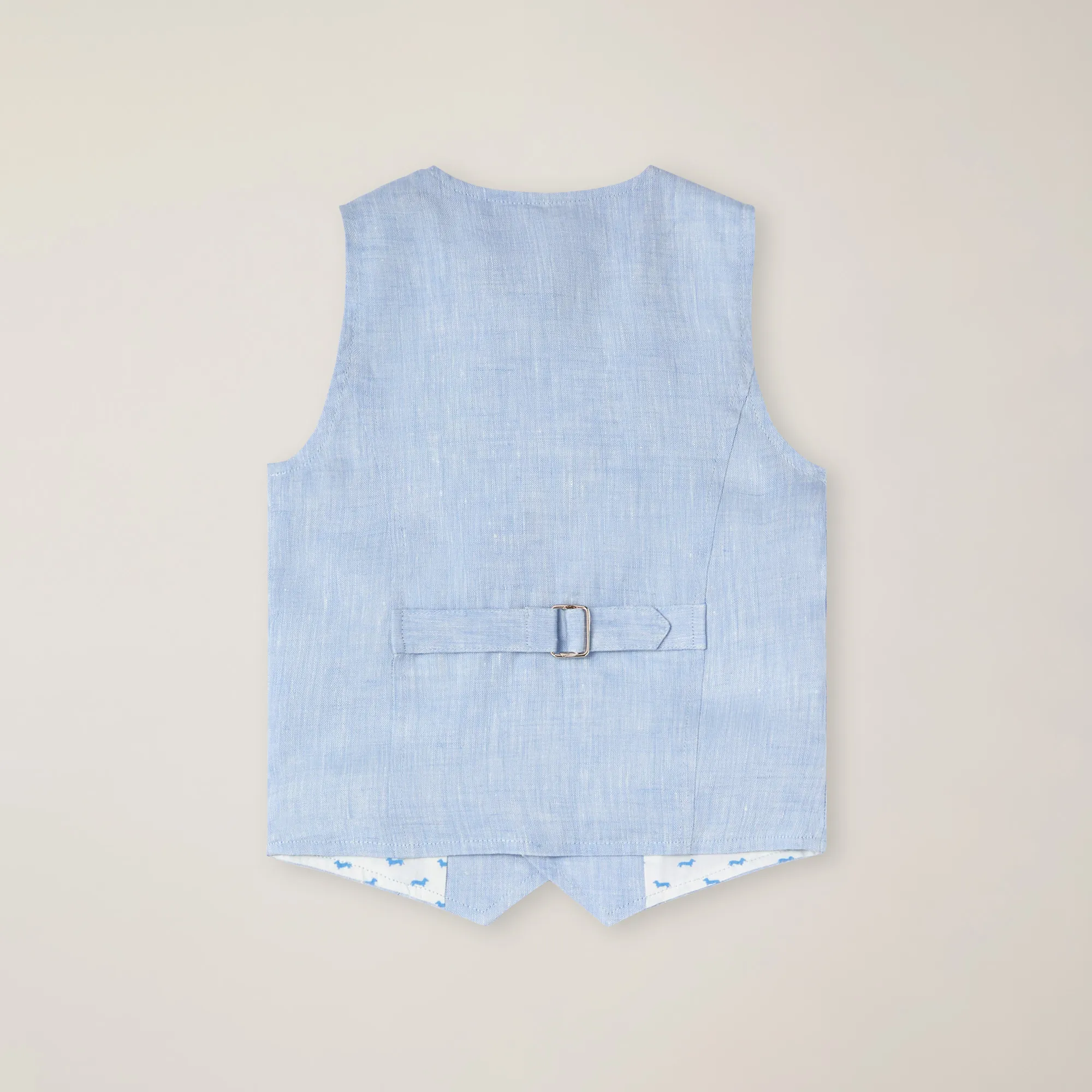 Gilet Lino Melange Con Ricamo Bassotto