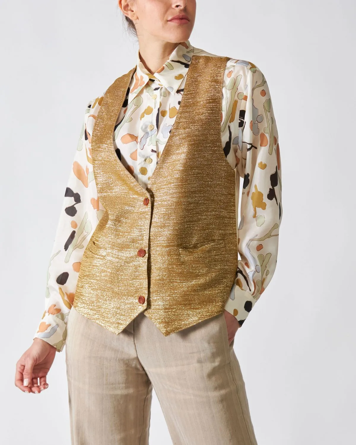 Gilet Tailoring in Lino Beige Reversibile