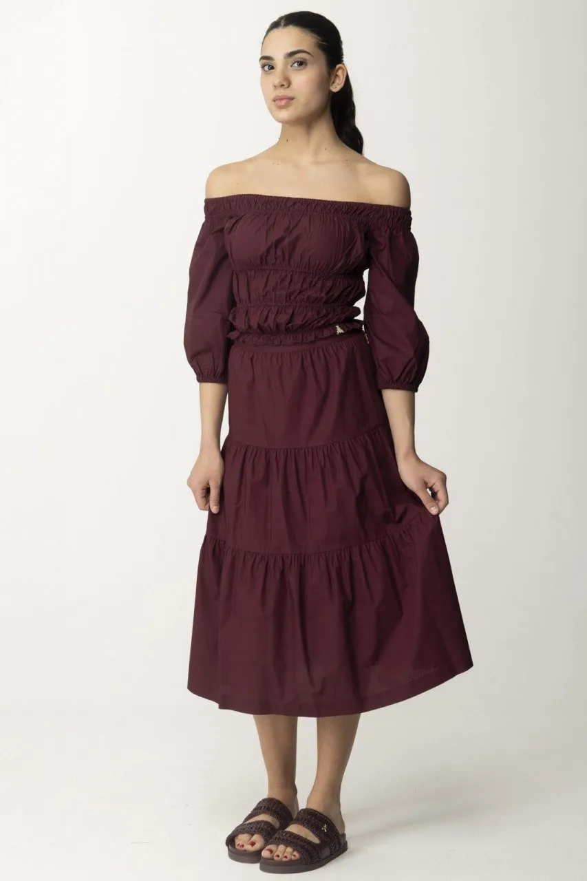 Gonna a balze con arricciature Dark Plum