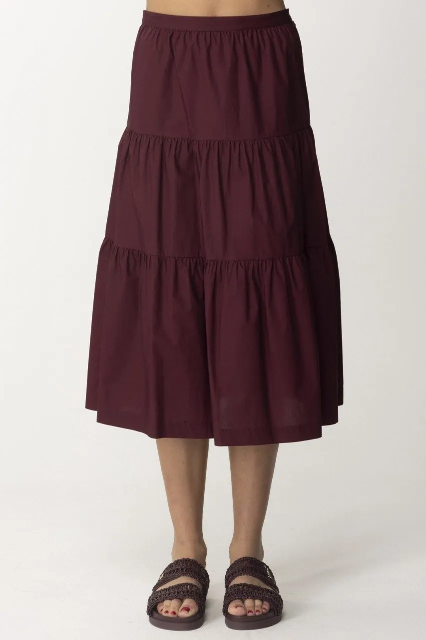 Gonna a balze con arricciature Dark Plum