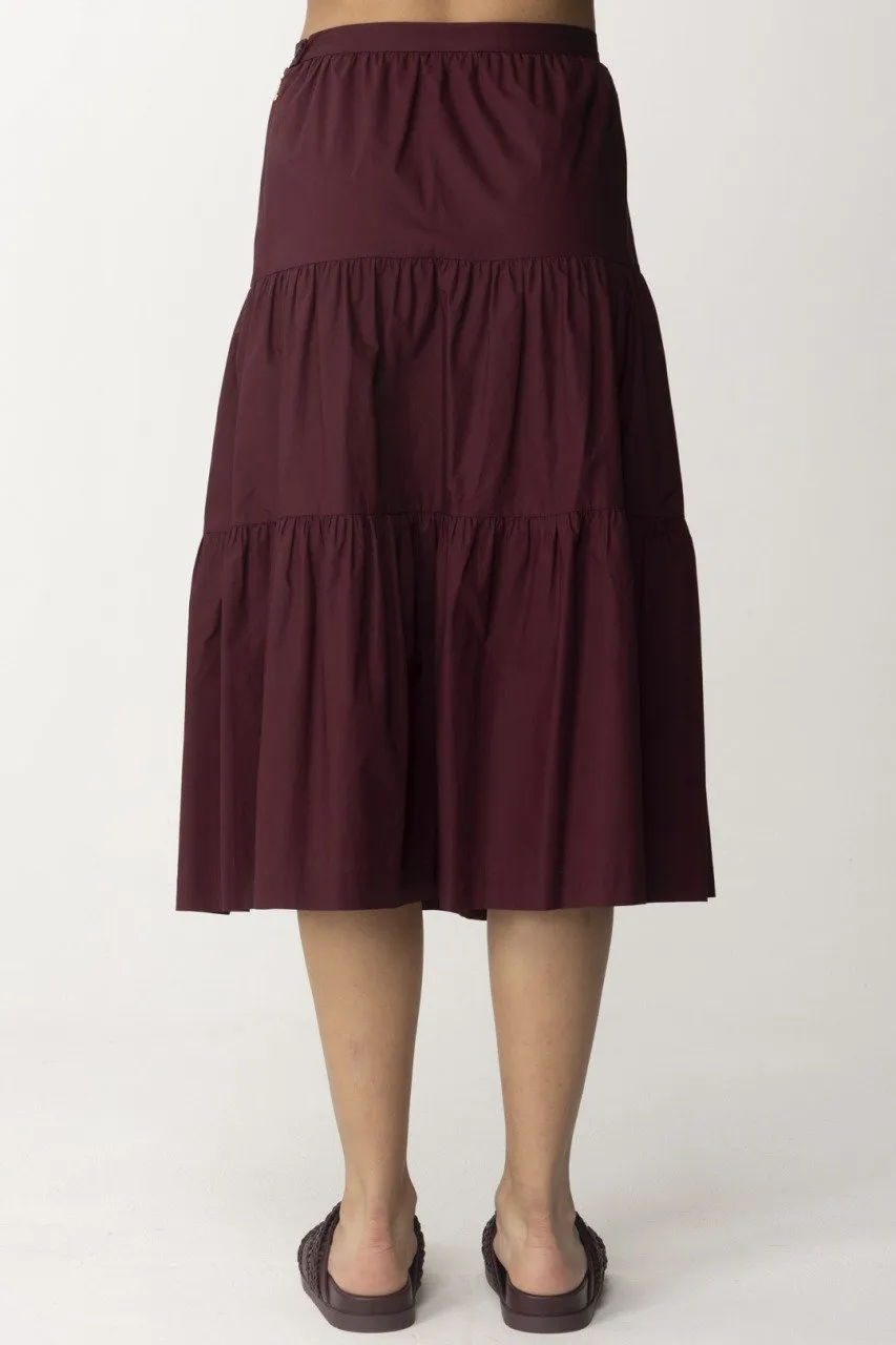 Gonna a balze con arricciature Dark Plum