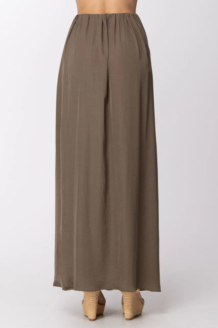 Gonna lunga con spacco frontale Verde Militare
