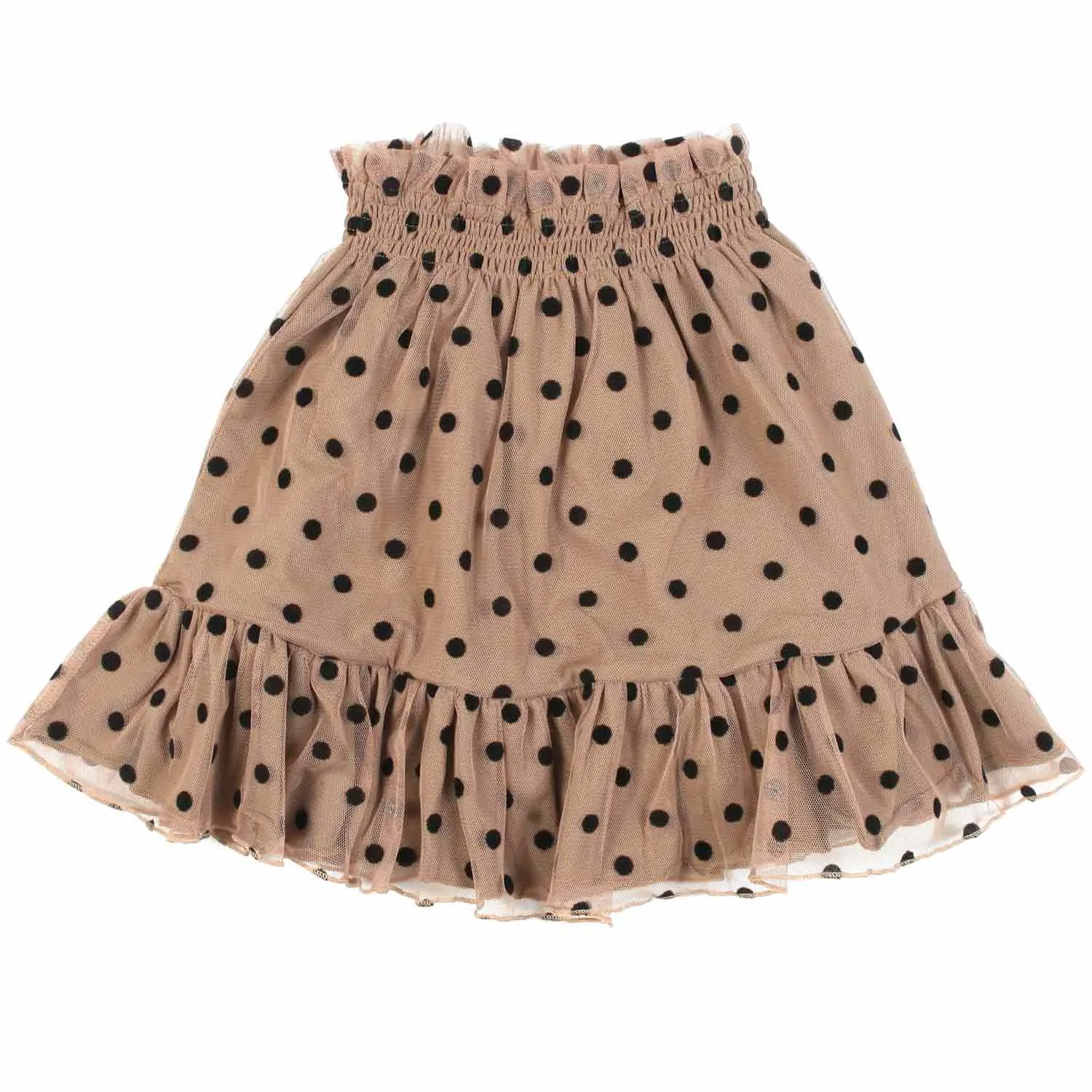 Gonna Nocciola Con Pois Neri Bambina E Teen