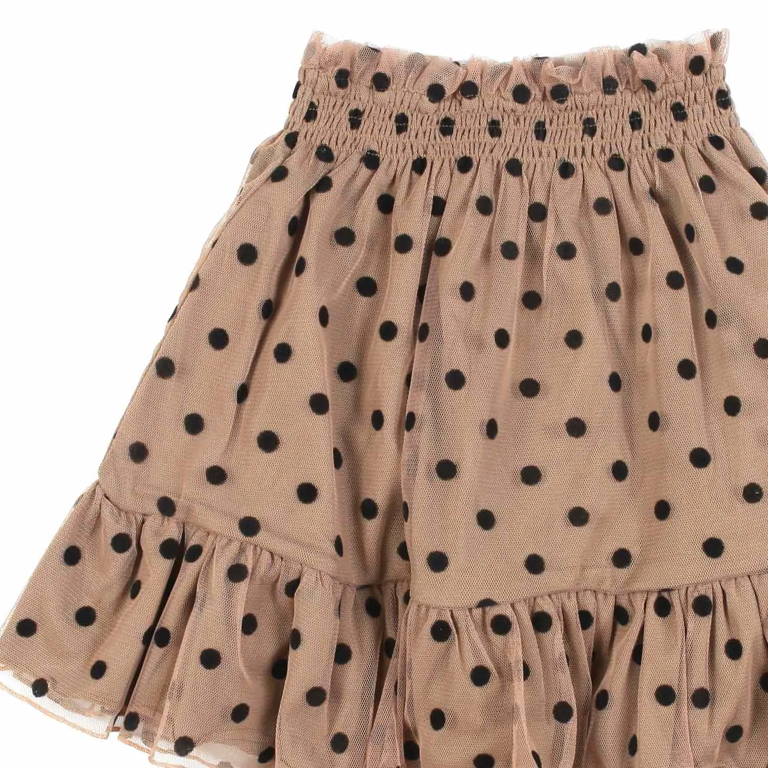 Gonna Nocciola Con Pois Neri Bambina E Teen