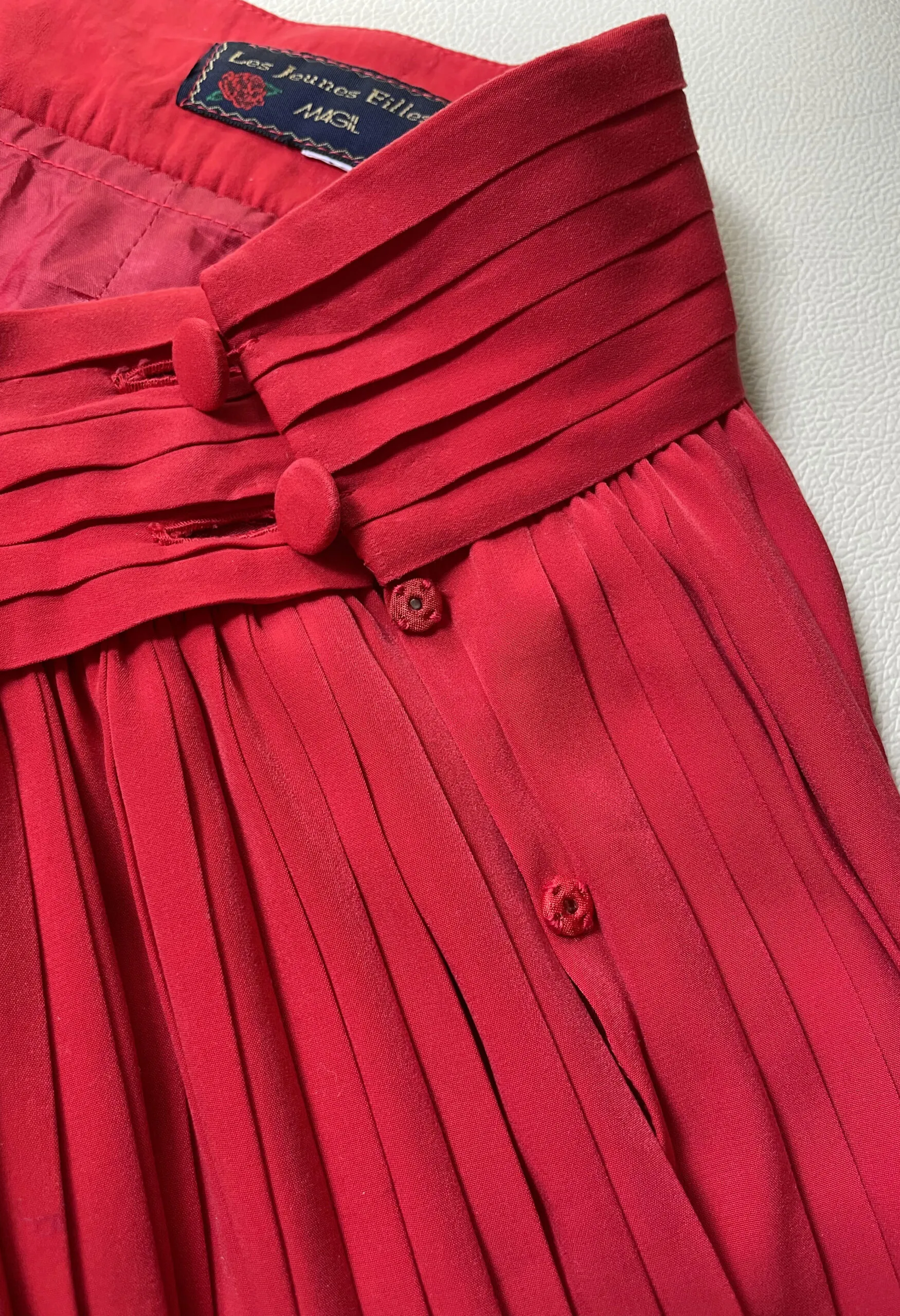 Gonna plissé rosso fragola vintage anni ’80