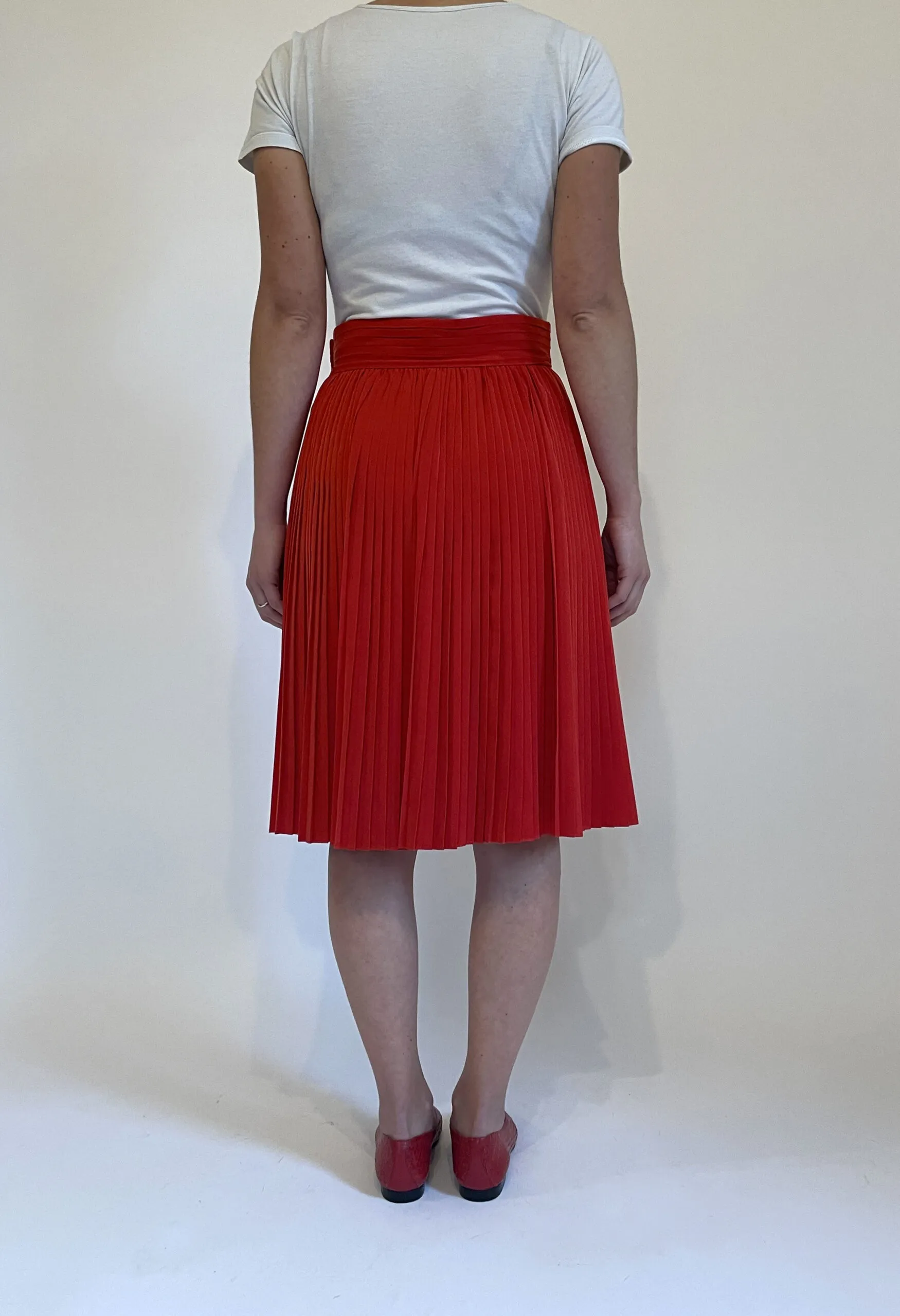 Gonna plissé rosso fragola vintage anni ’80