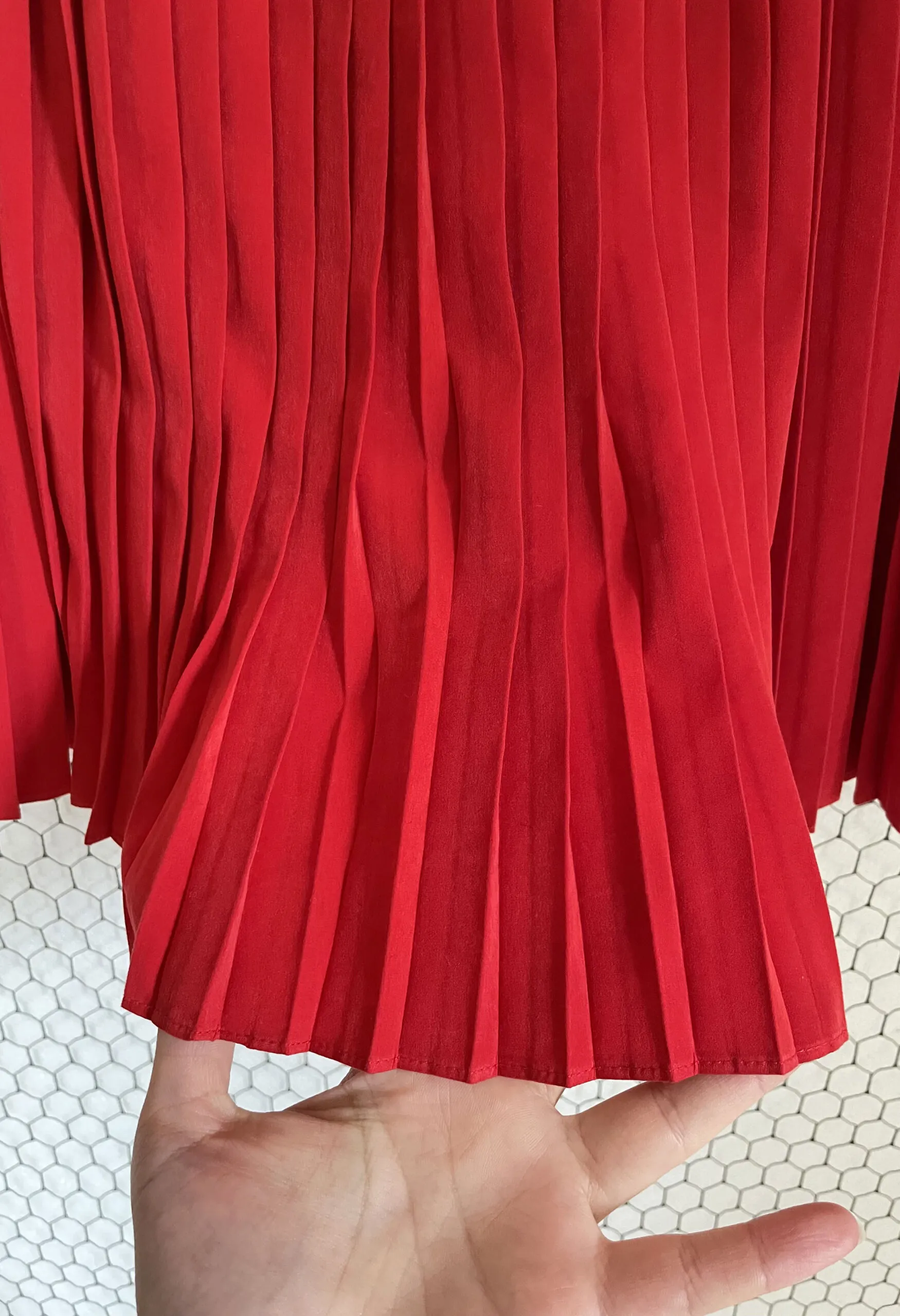 Gonna plissé rosso fragola vintage anni ’80