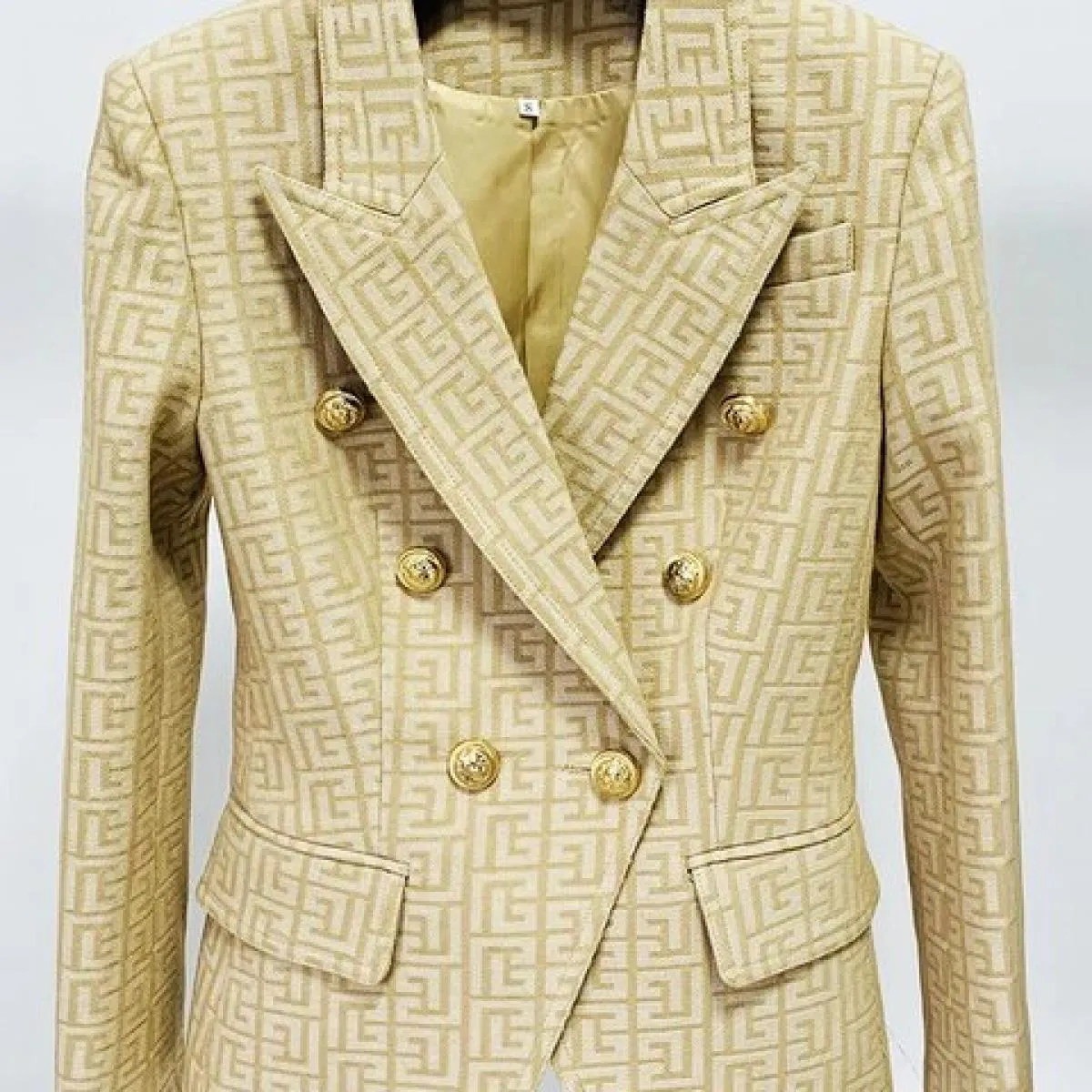 High Street Newest Fashion 2022 Designer Giacca da donna Slim Fit Classico Leone Bottoni Doppio Petto Monogramma Jacquard