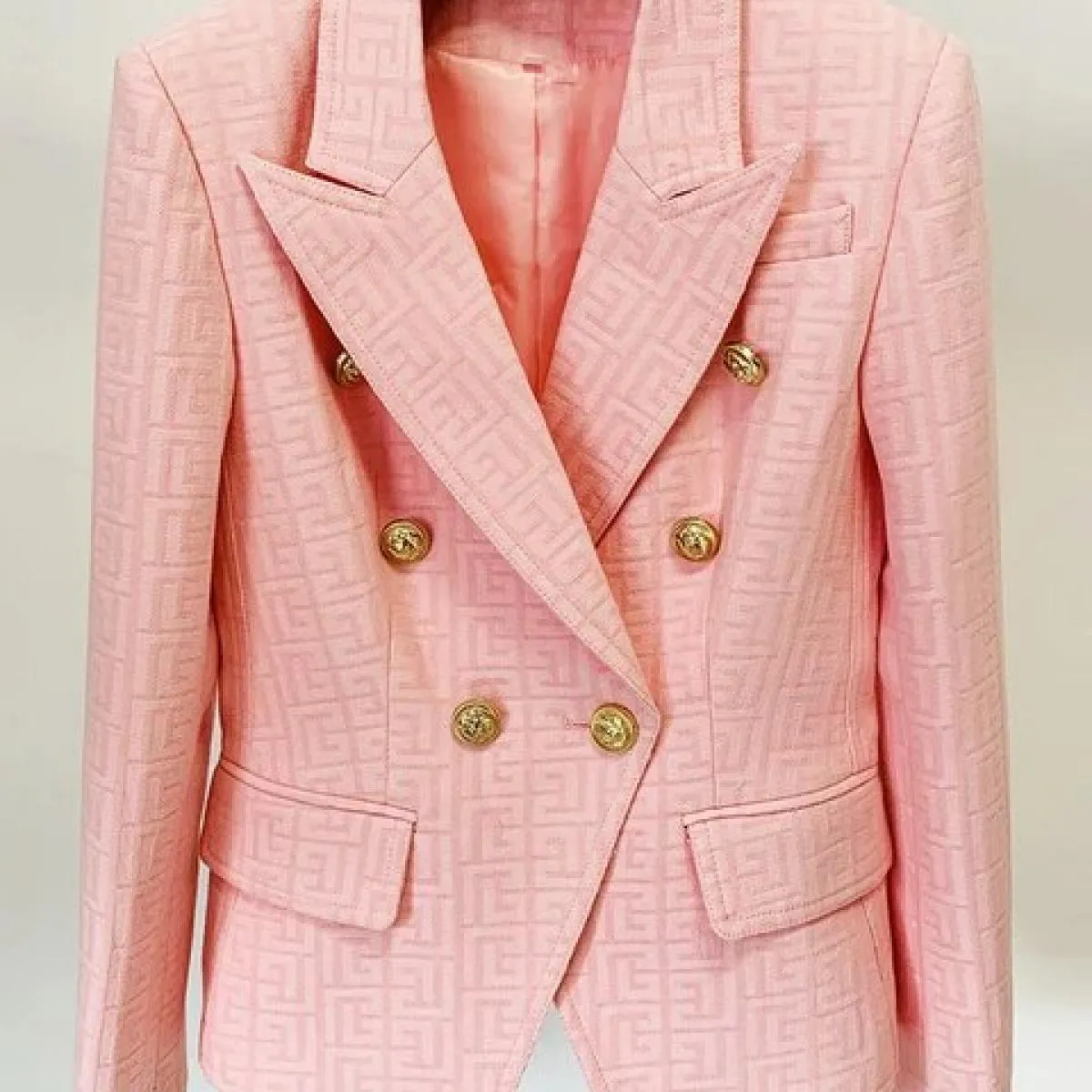 High Street Newest Fashion 2022 Designer Giacca da donna Slim Fit Classico Leone Bottoni Doppio Petto Monogramma Jacquard