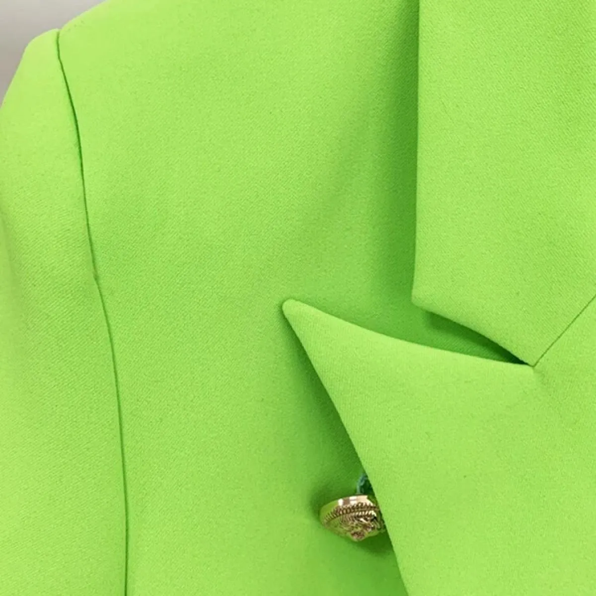 High Street Novità 2022 Giacca da donna Classic Lion Bottoni Doppio petto Giacca aderente aderente Neon Green Bla