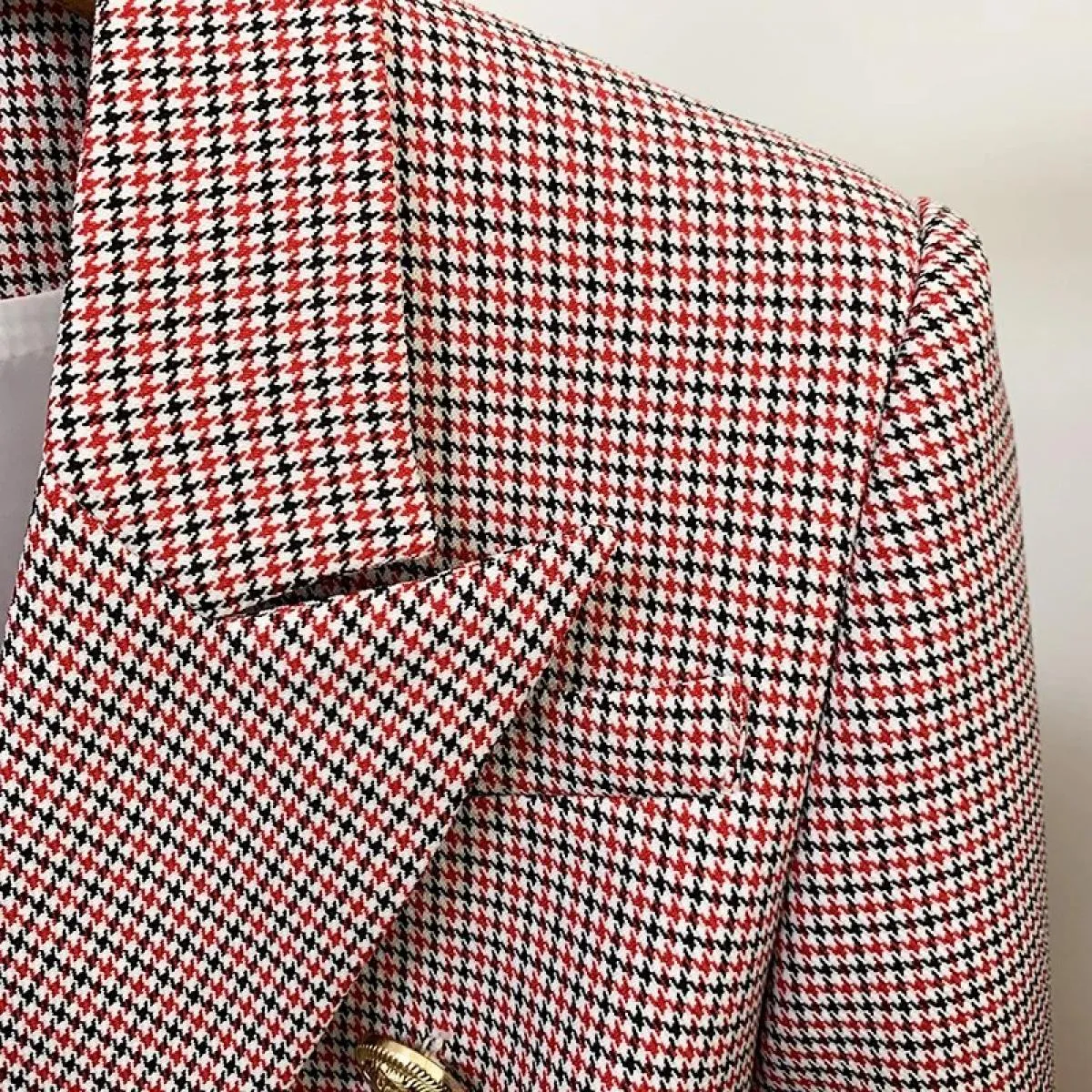 High Street Novità 2022 Giacca da donna Classica Bottoni in metallo Doppio petto Vestibilità slim Giacca pied de poule B