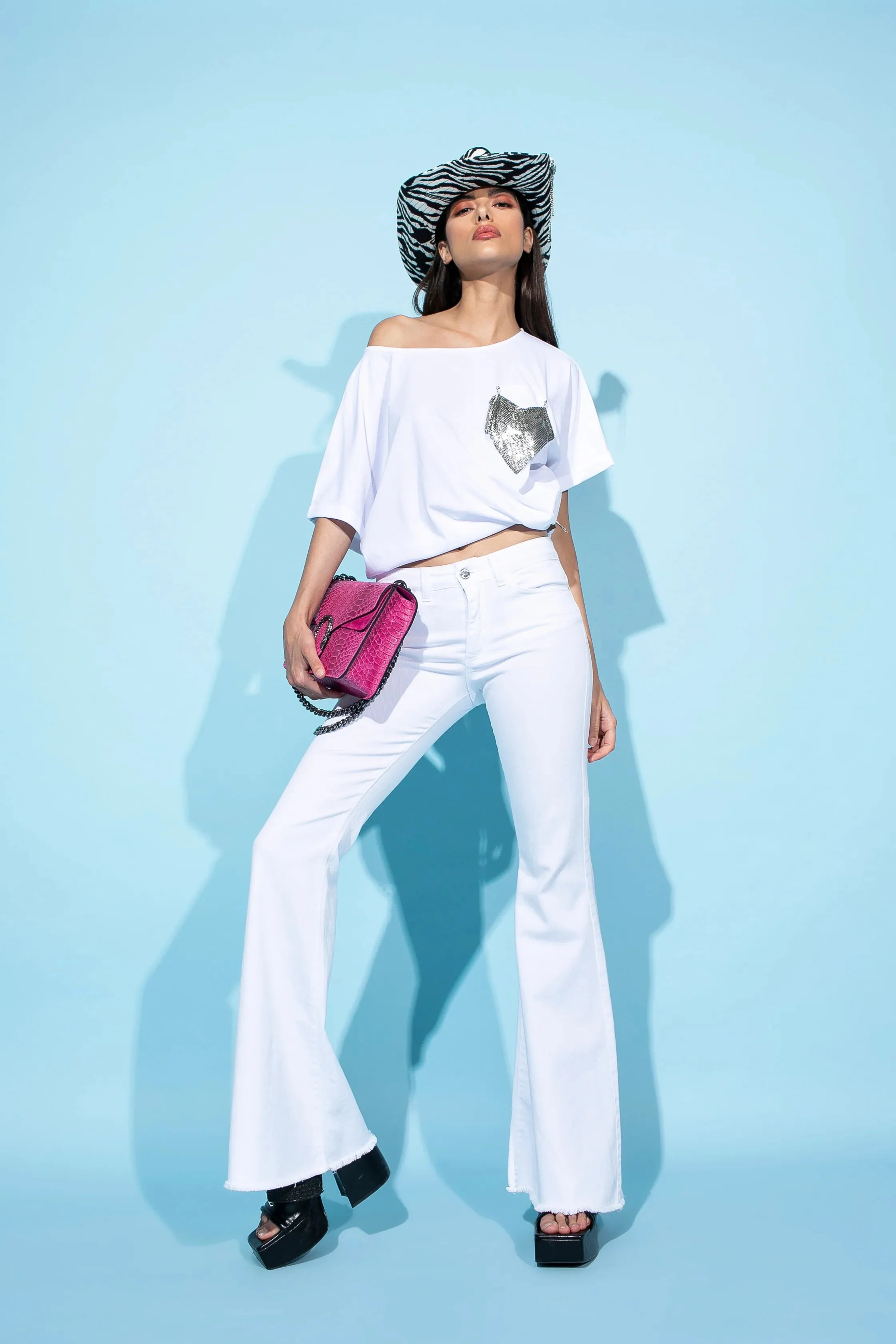 Jeans a zampa Linja Relish RDP2307016011 Bianco