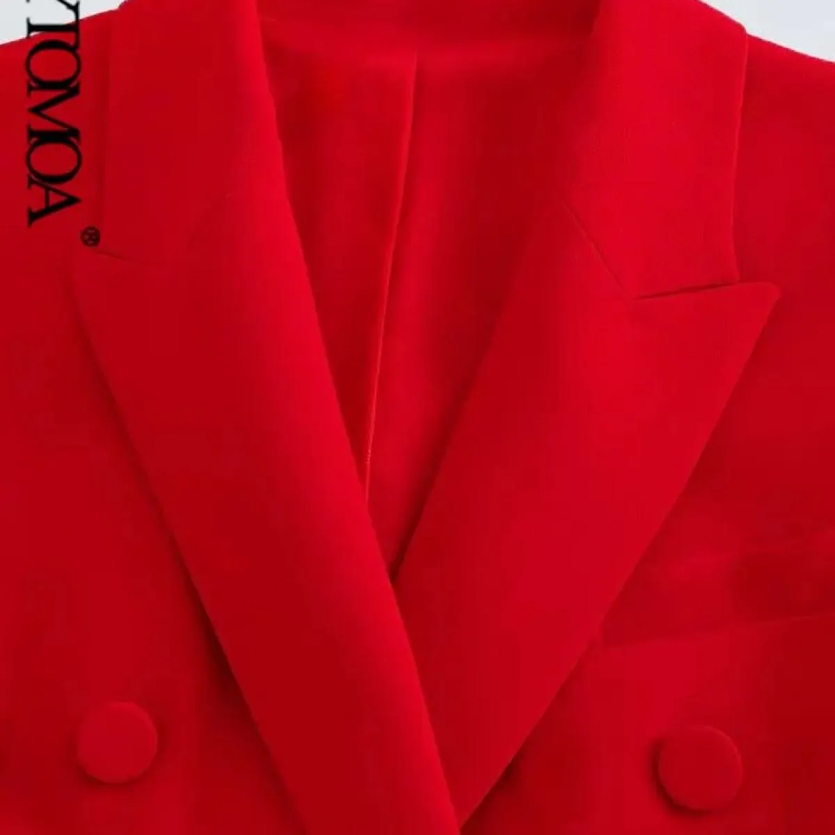 Kpytomoa Moda Donna Doppio Petto Giacca Cappotto Vintage Manica Lunga Tasche con Patta Capispalla Femminile Chic Vestes Femmes