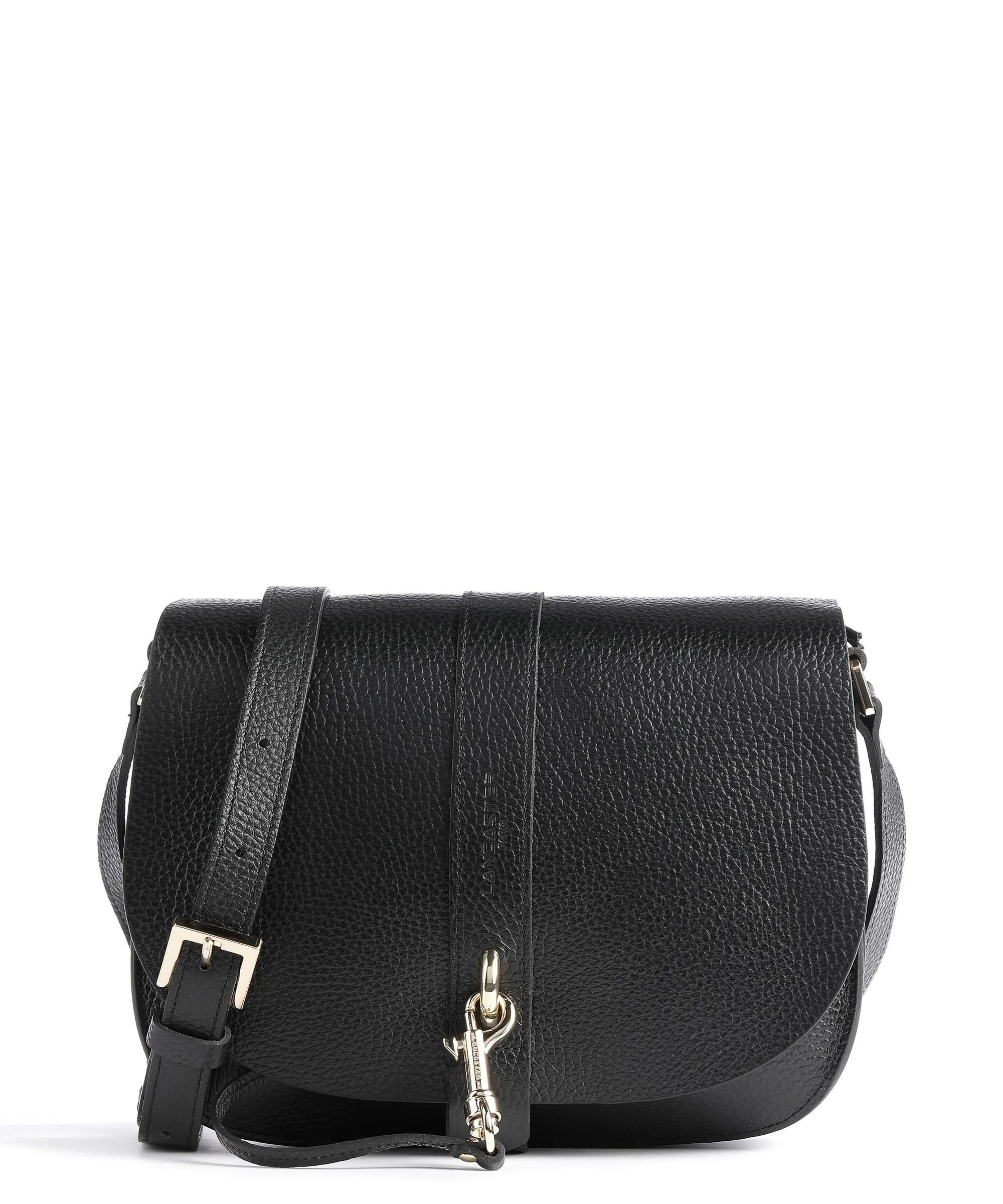  Lancaster Foulonne Double Hook Borsa a tracolla pelle di vacchetta grana nero  