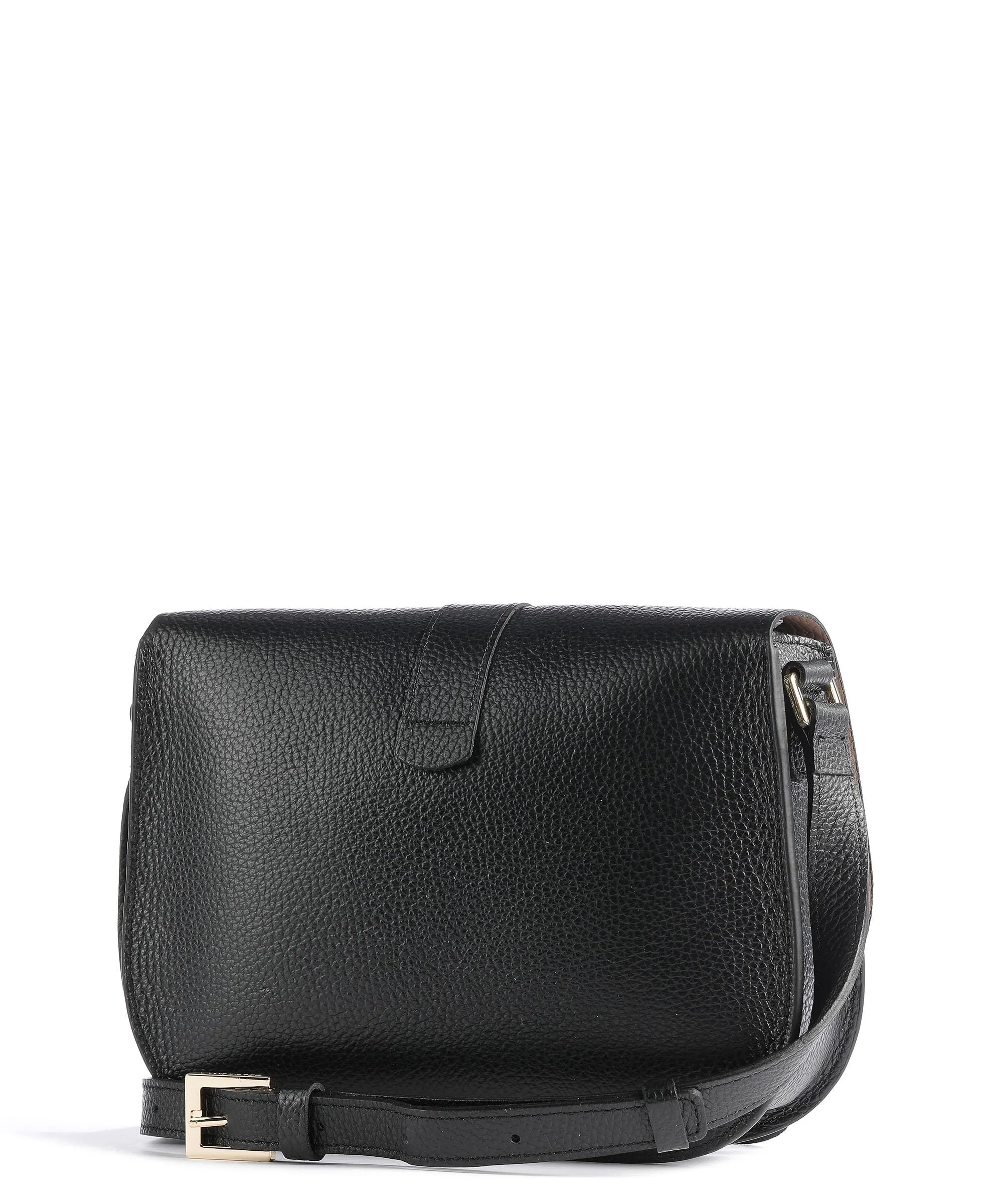  Lancaster Foulonne Double Hook Borsa a tracolla pelle di vacchetta grana nero  