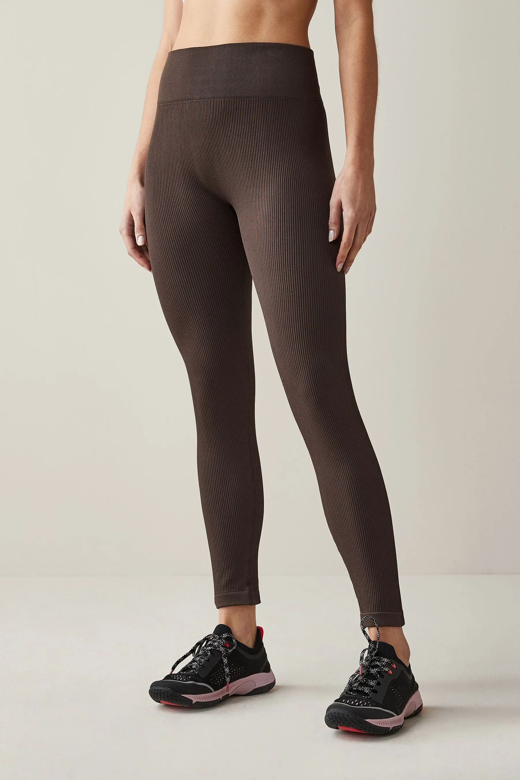 Leggings a vita alta a coste