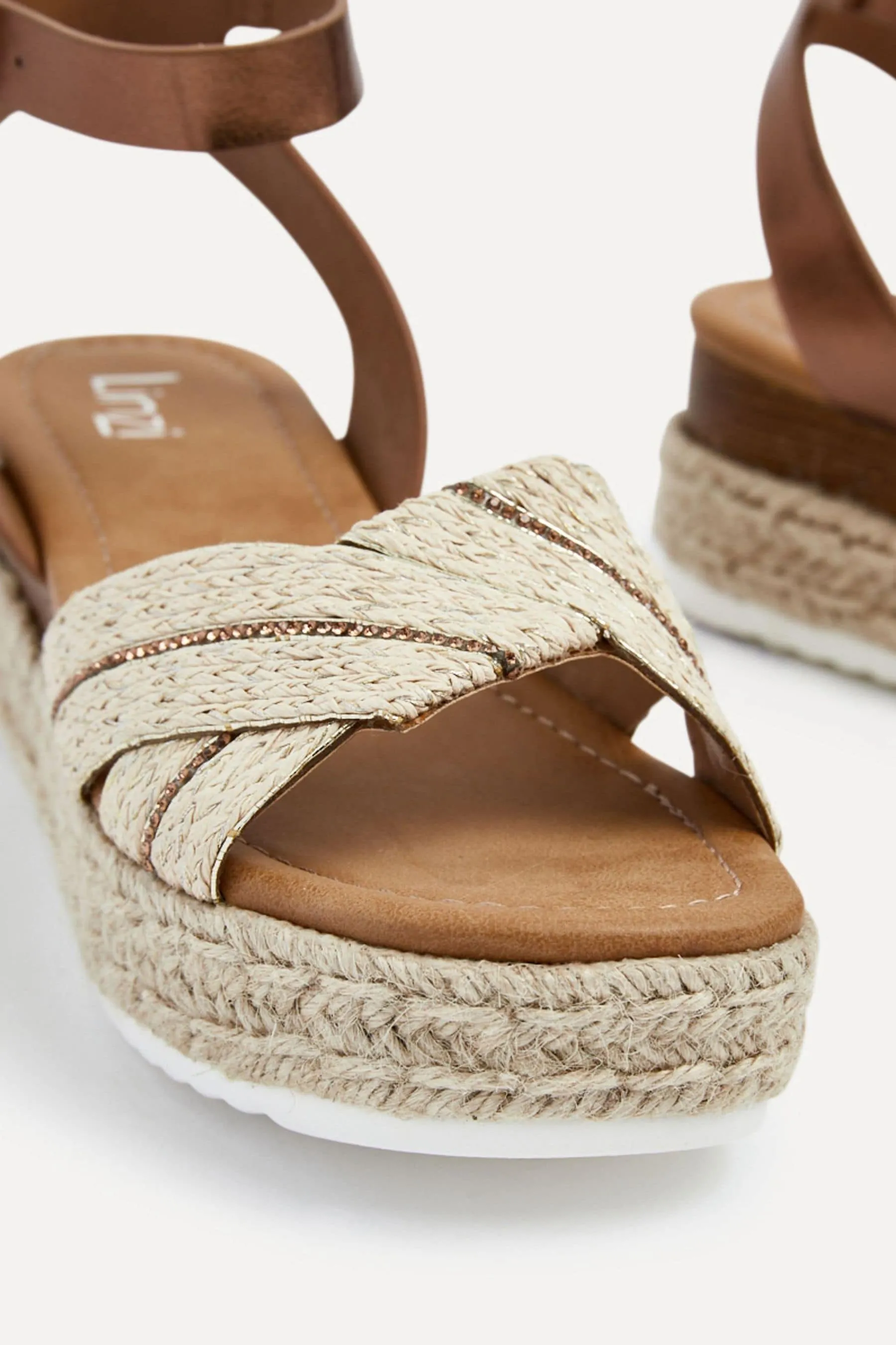 Linzi - Hazel - Zeppe con zeppa e zeppa con zeppa e espadrilles incrociate