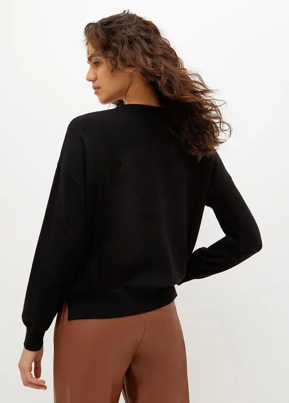 Maglia in lana e cotone con logo animalier liu jo