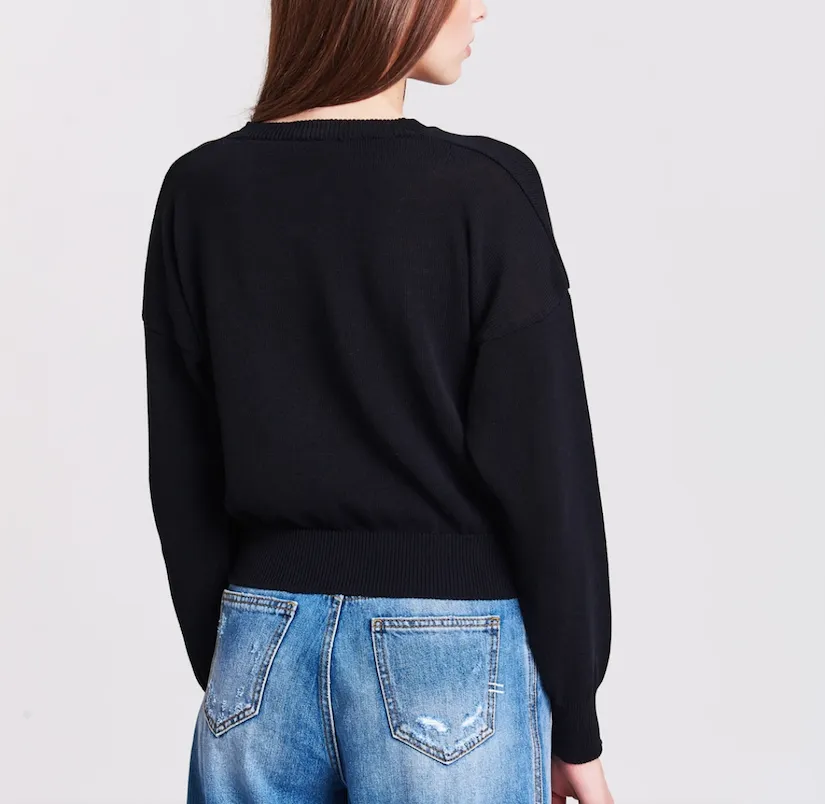 Maglia Vicolo donna a coste con ricamo frontale 7088H
