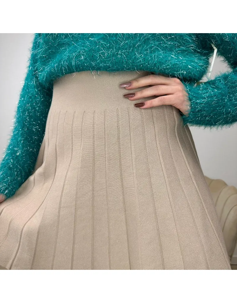 MINIGONNA PLISSE' BEIGE