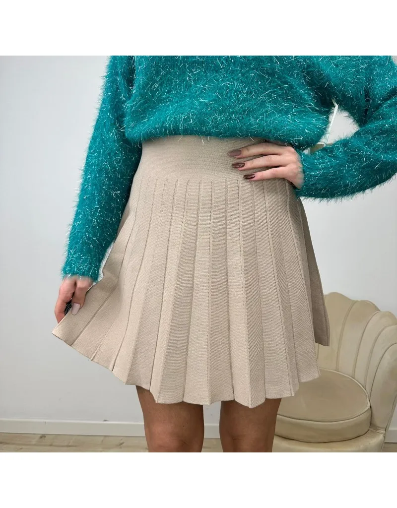 MINIGONNA PLISSE' BEIGE