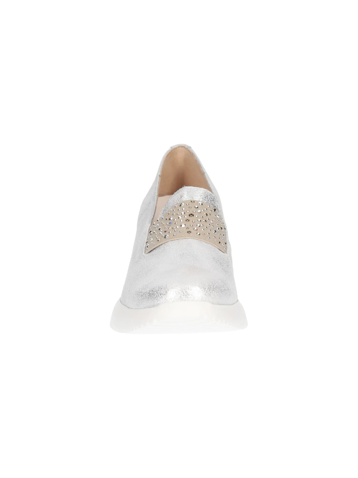 Mocassino con zeppa Wonders da donna argento