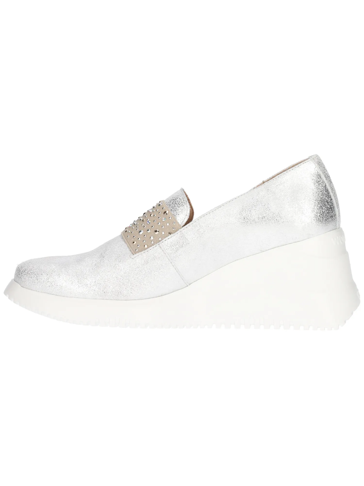 Mocassino con zeppa Wonders da donna argento