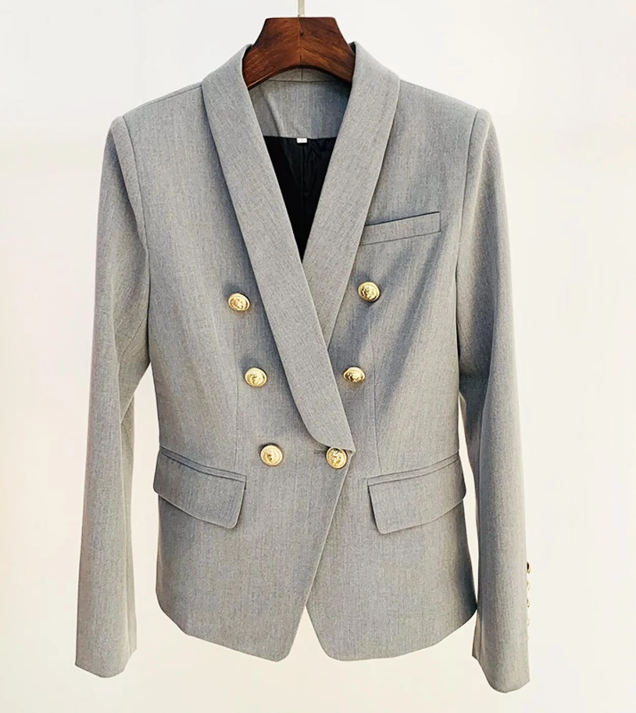 Moda di alta qualità 2023 Giacca Deisigner Womens Lion Buttons Doppio petto Slim Classic collo a scialle Blazerblazers