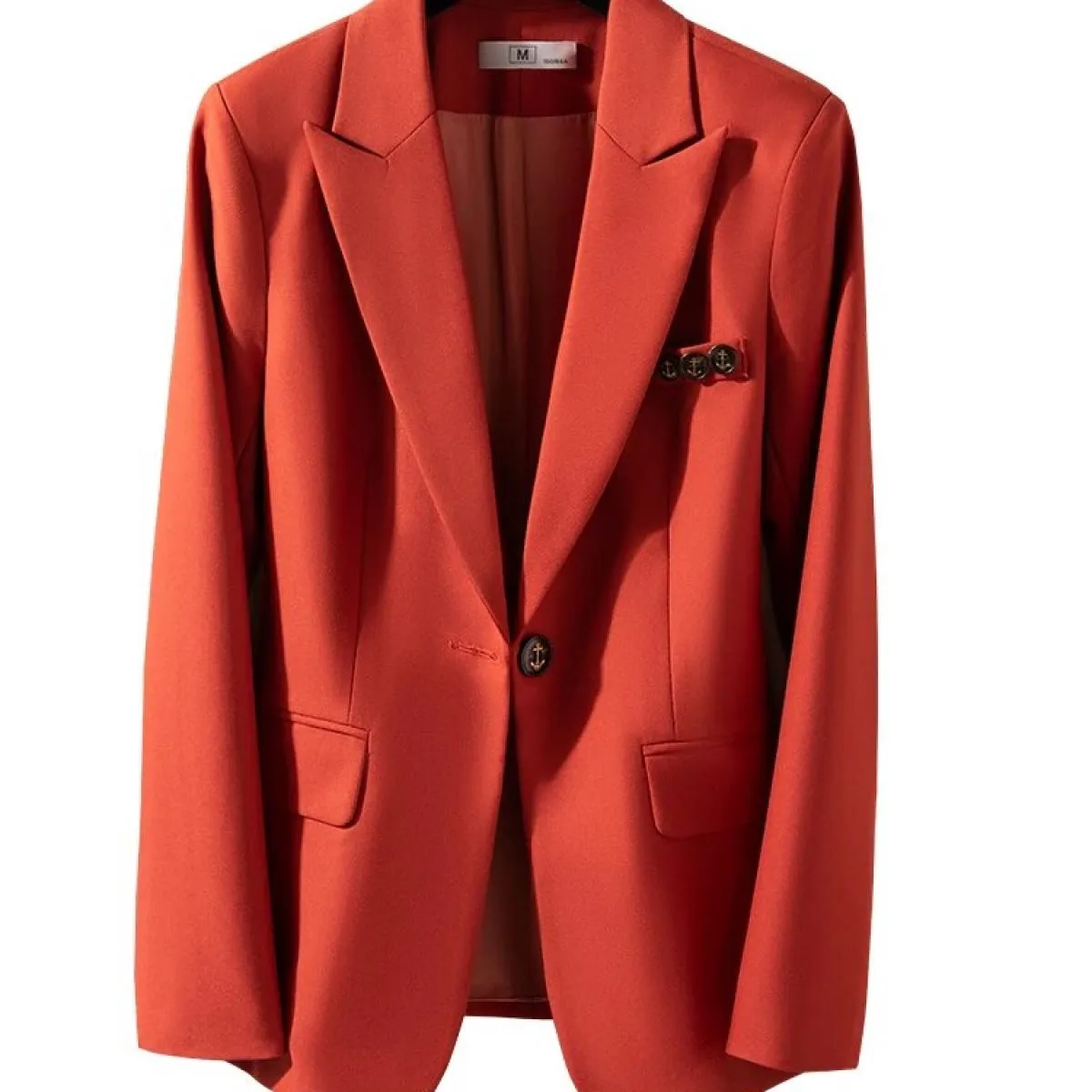 Moda Nero Arancione Caffè Giacca da donna Giacca da ufficio da donna formale Giacca da donna a maniche lunghe con bottone singol
