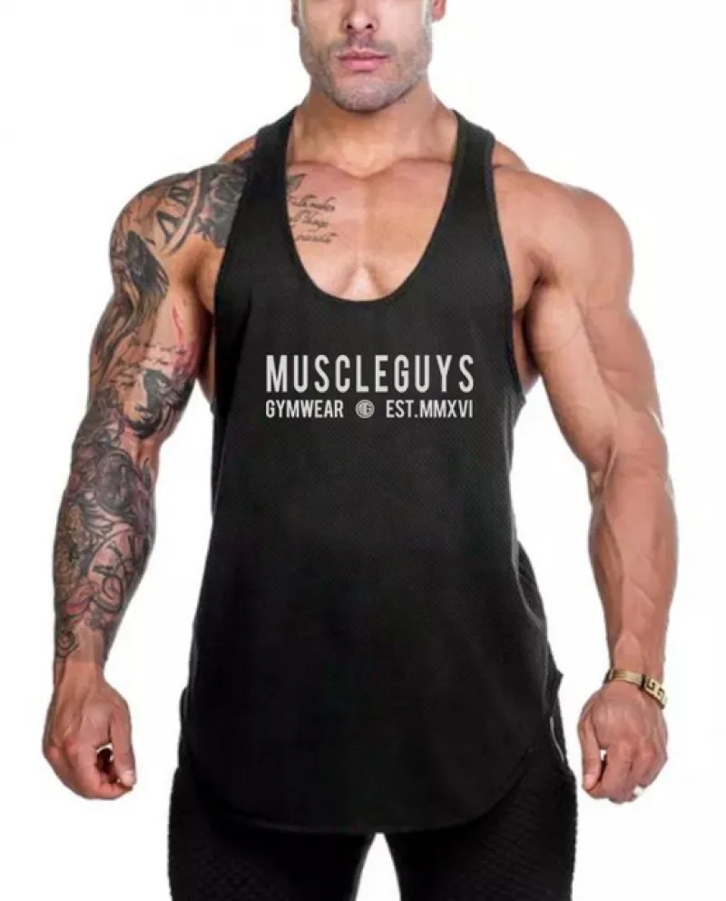 Muscleguys Brand Summer Running Vest Quick Dry Gym Abbigliamento Bodybuilding Fitness Canotta Uomo Camicia senza maniche Allenam
