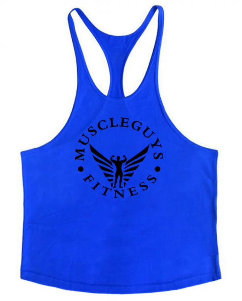 Muscleguys Marca Abbigliamento Fitness Bodybuilding Stringer Canotta Mens Canotta Camicia Senza Maniche in Cotone Allenamento Uo