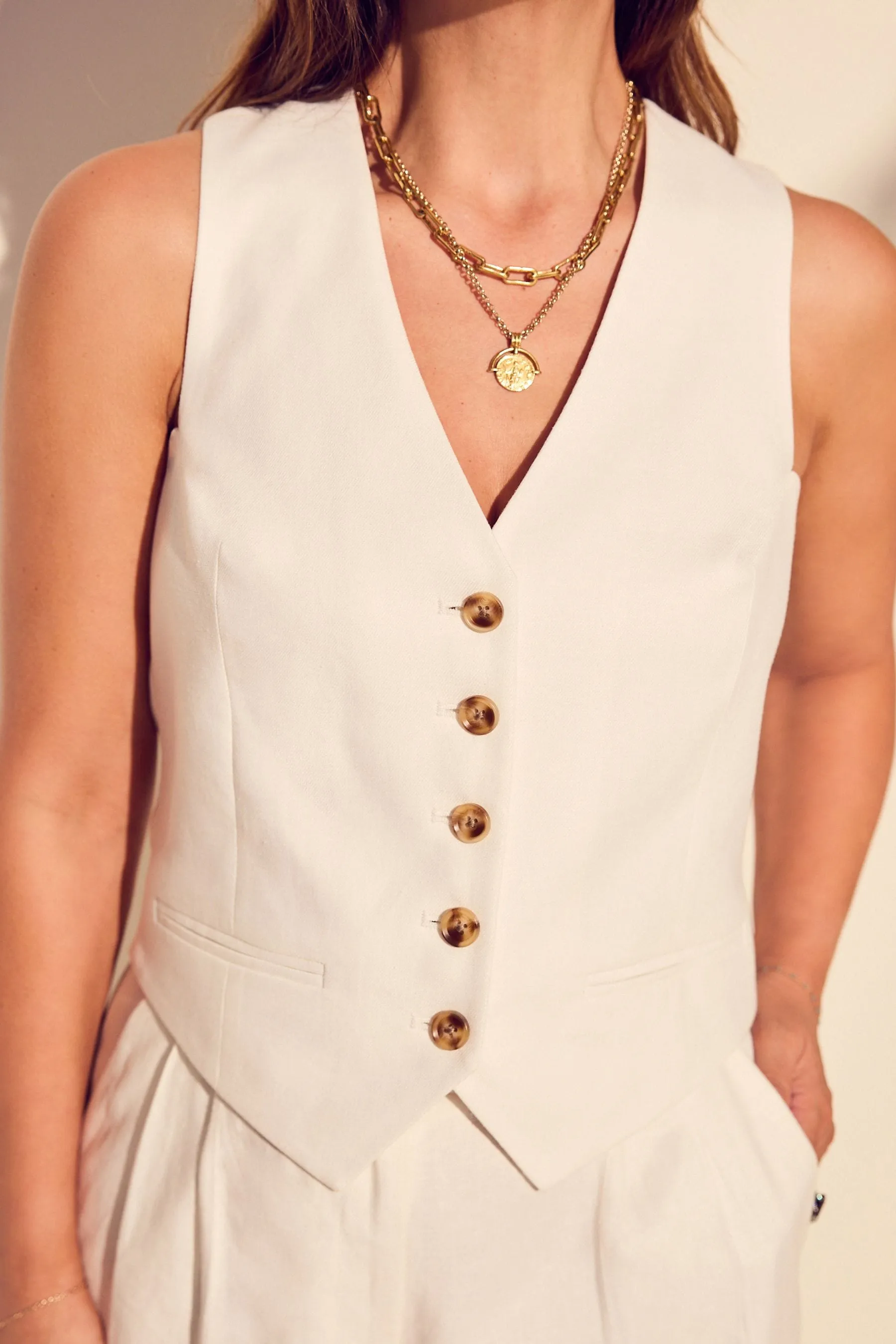 Myleene Klass - Bianco in lino - Gilet