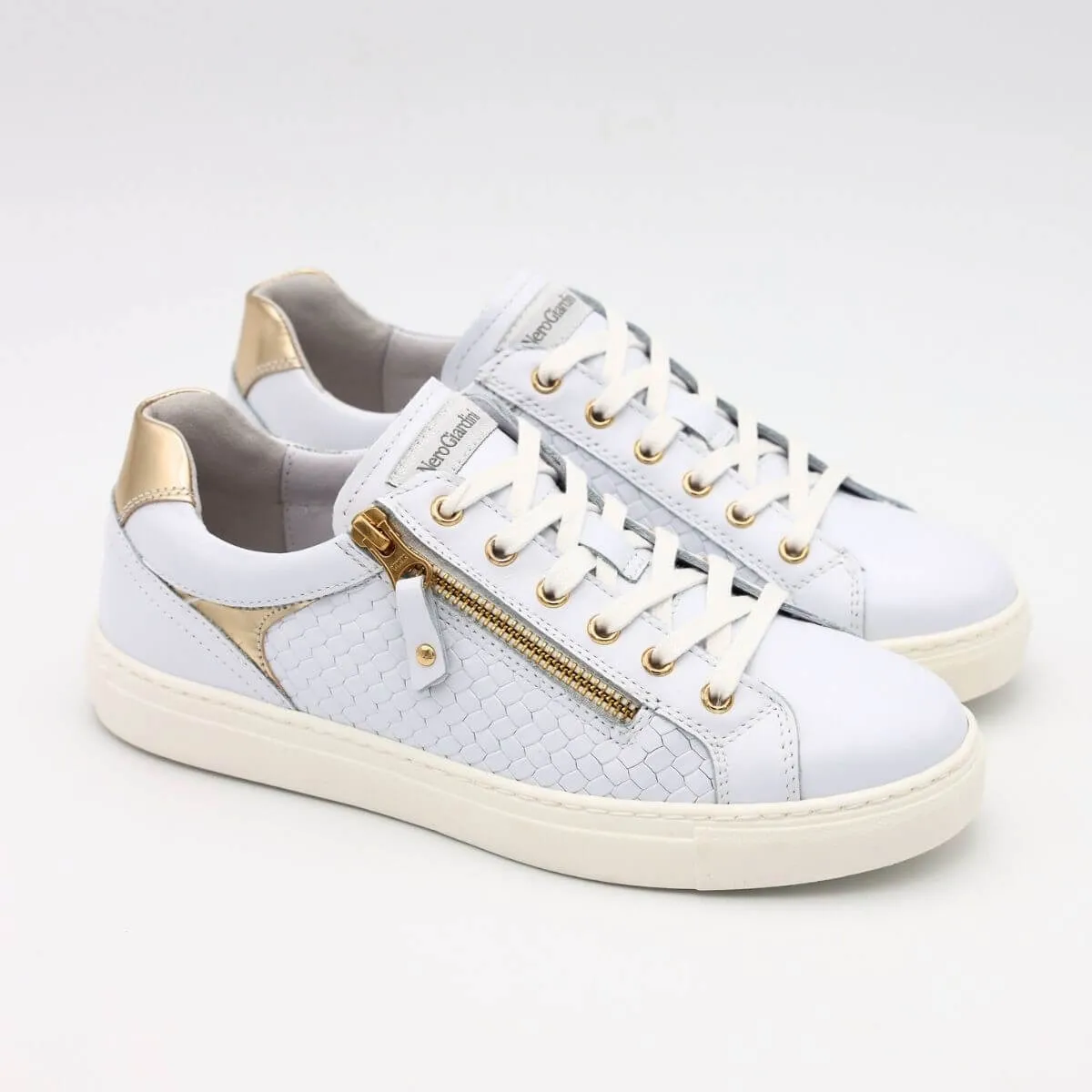 NERO GIARDINI SNEAKER E409922D 707 INTRECCIO BIANCO  