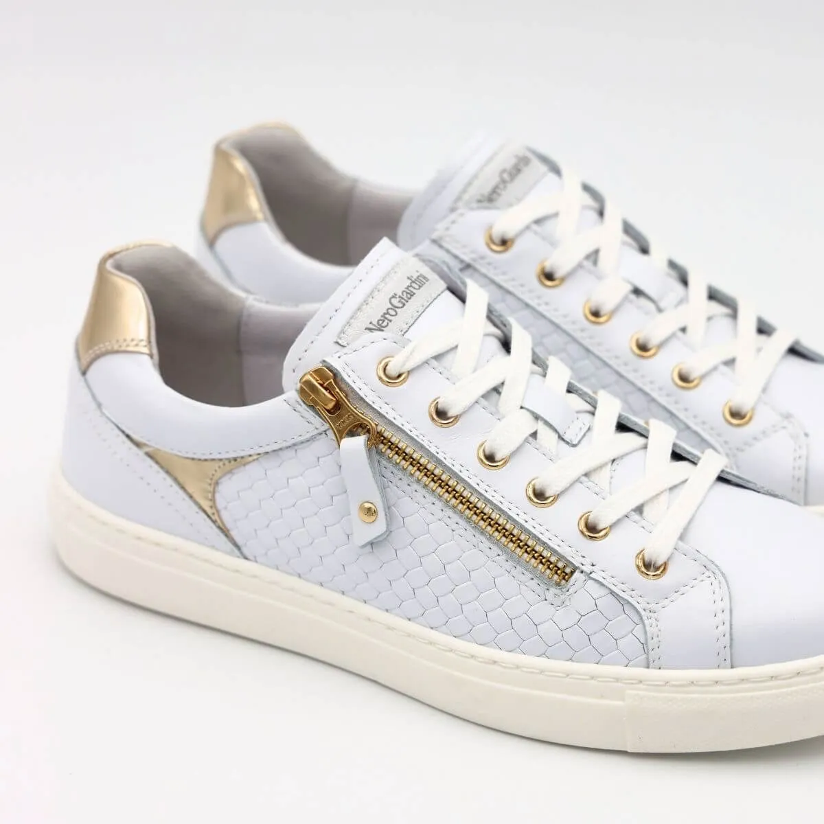 NERO GIARDINI SNEAKER E409922D 707 INTRECCIO BIANCO  