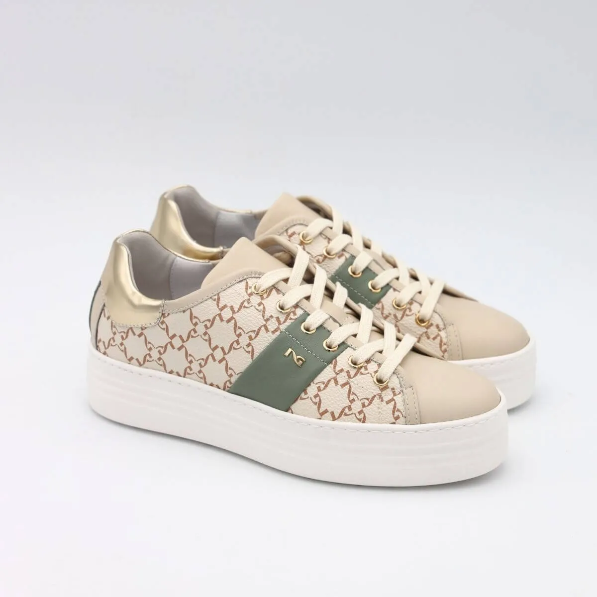NERO GIARDINI SNEAKER E409958D 710 LOGATA BEIGE  