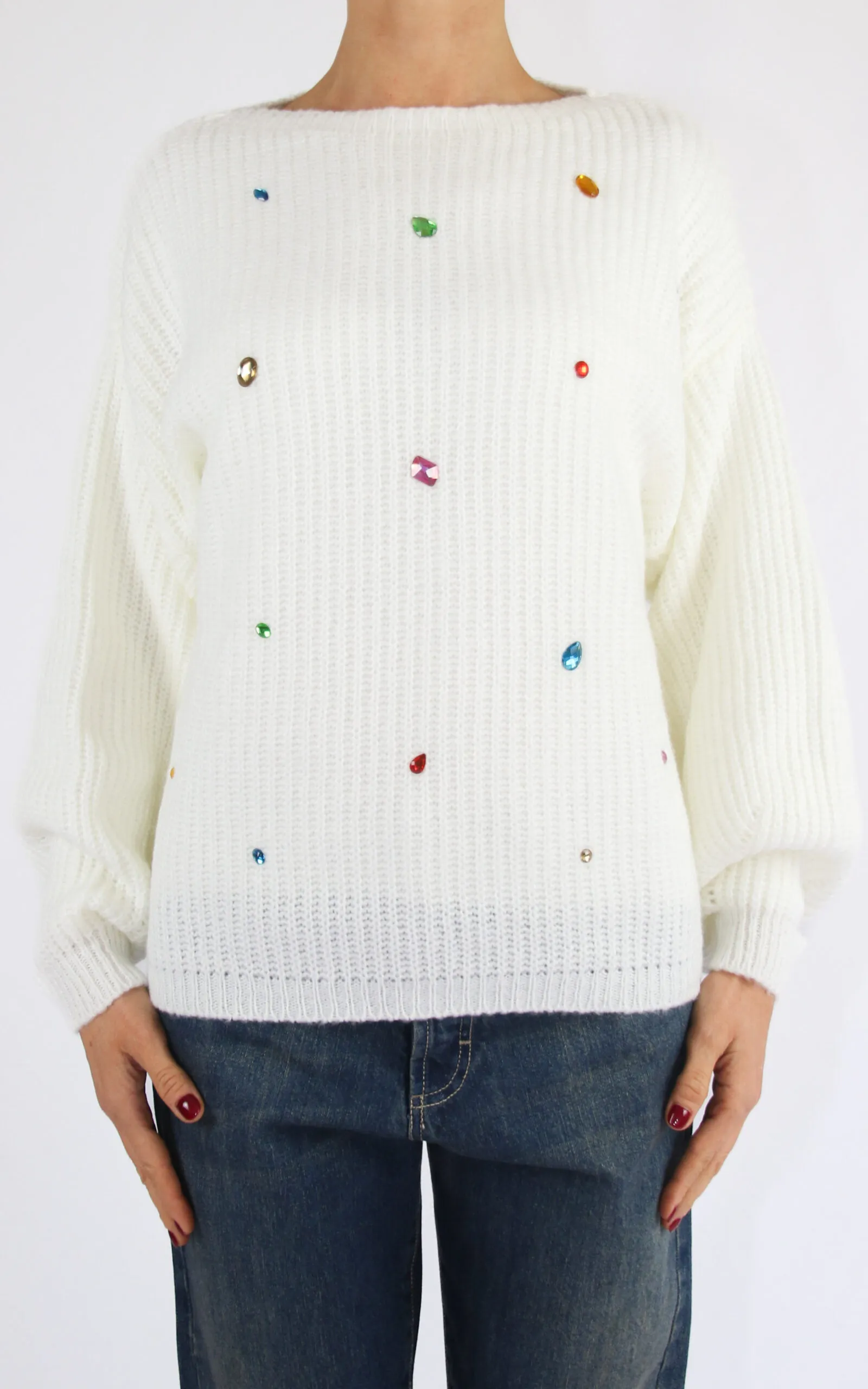 Off-On – maglia con pietre – burro