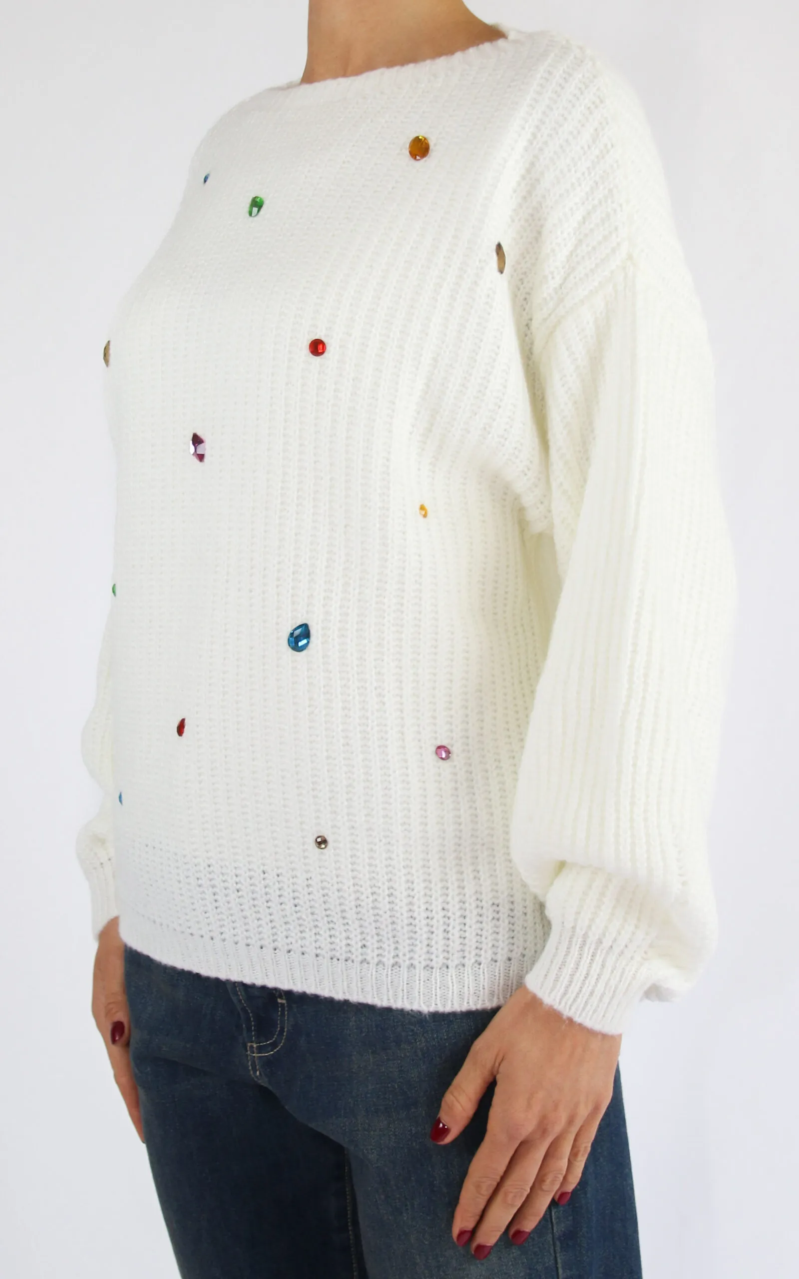 Off-On – maglia con pietre – burro