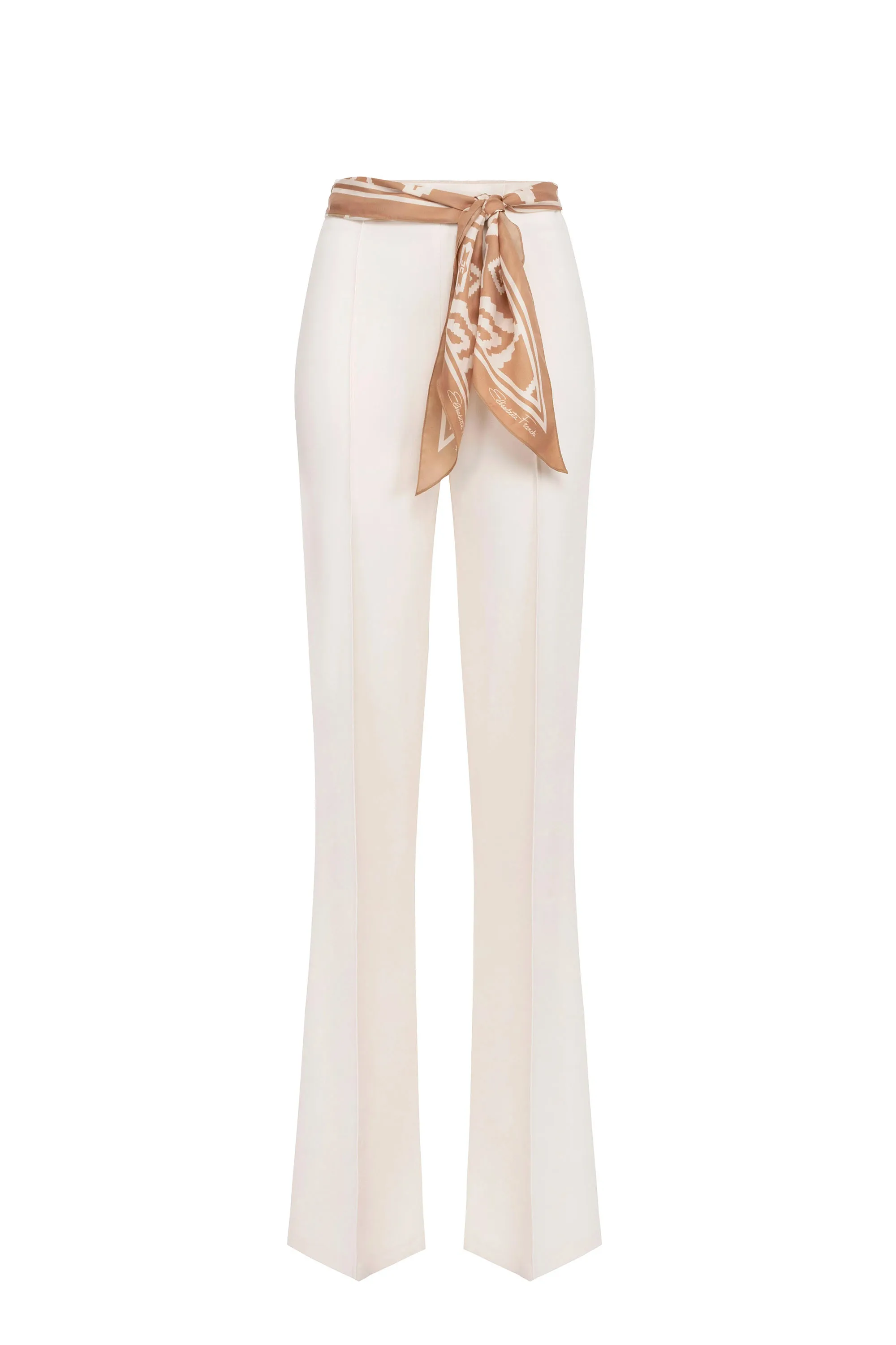 Pantalone a zampa con cintura foulard