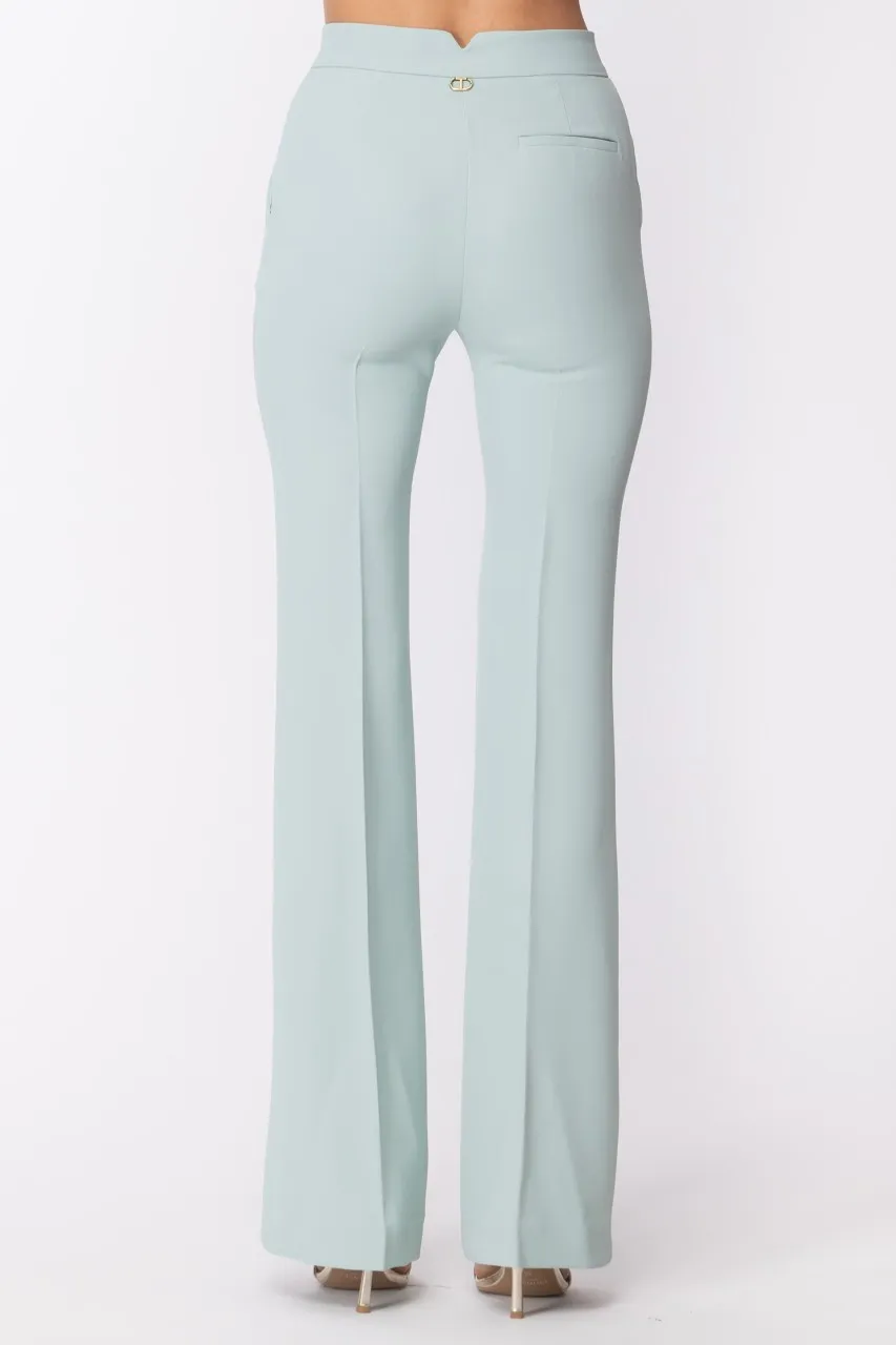 Pantalone a zampa in cady crepe AGAVE