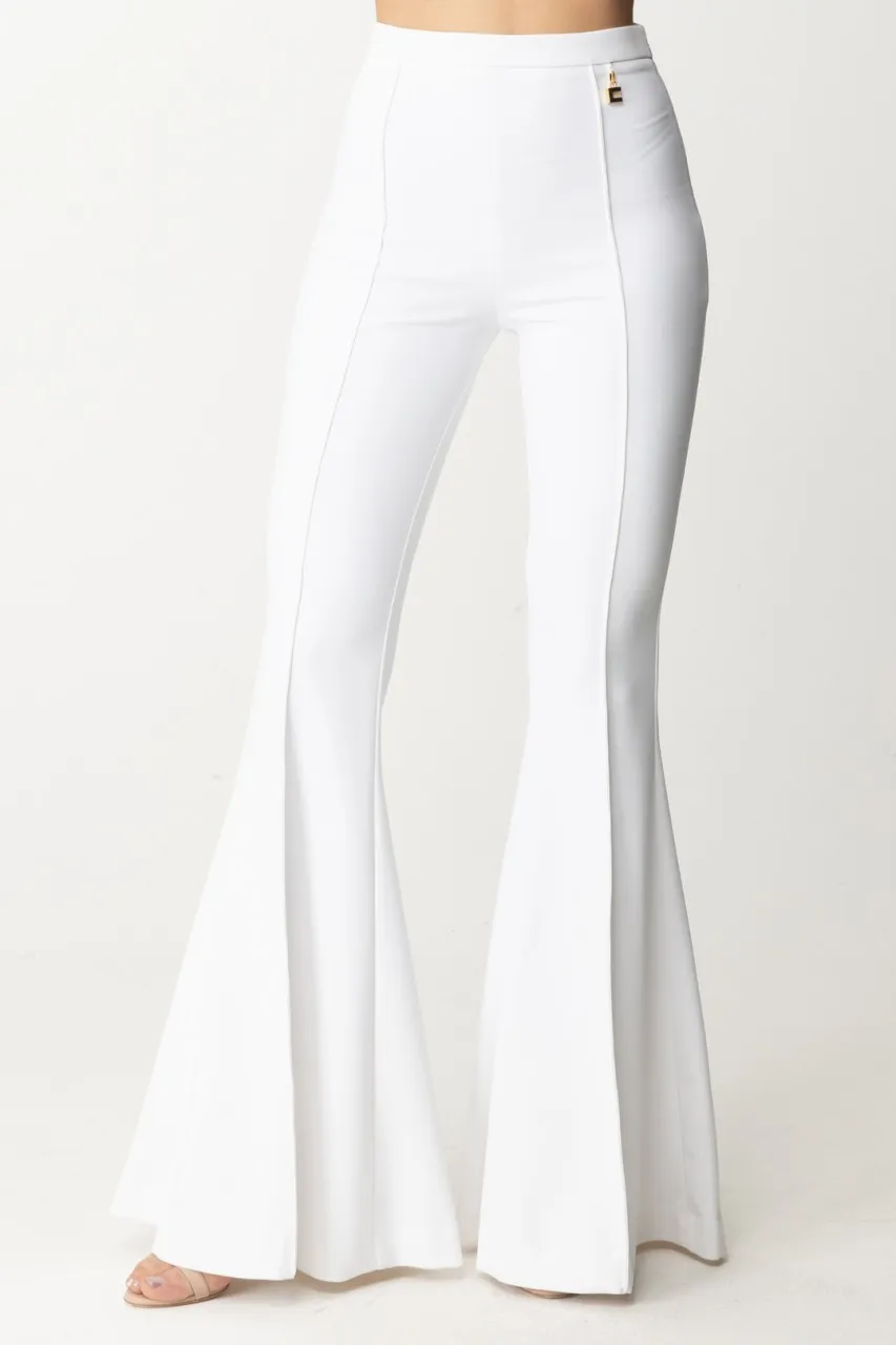 Pantaloni a zampa con charms Avorio