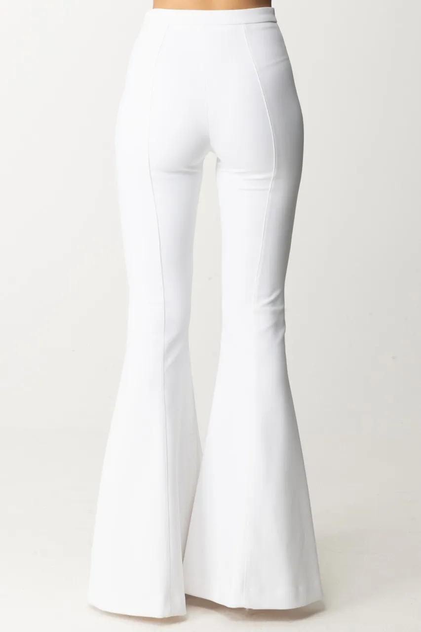Pantaloni a zampa con charms Avorio