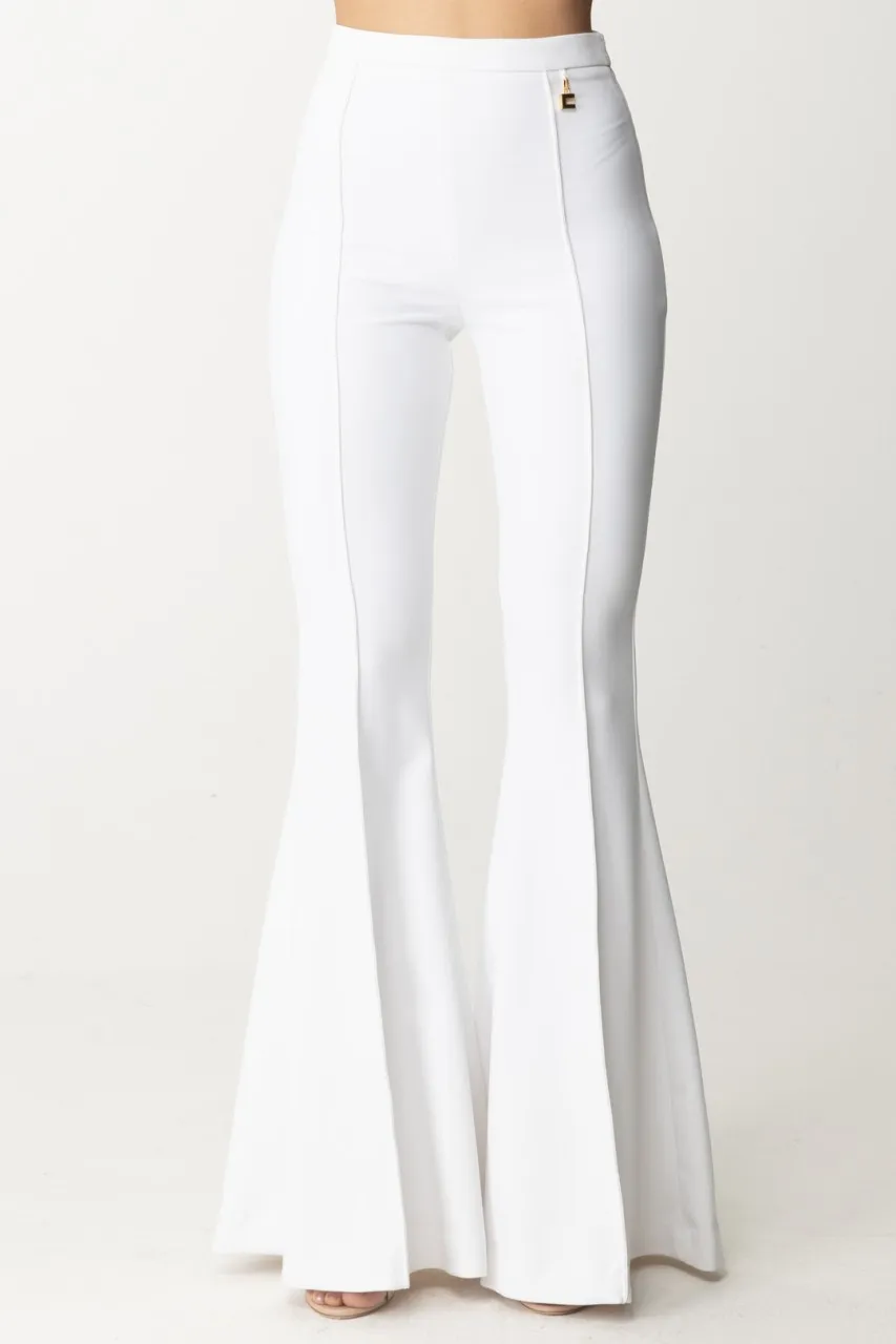 Pantaloni a zampa con charms Avorio