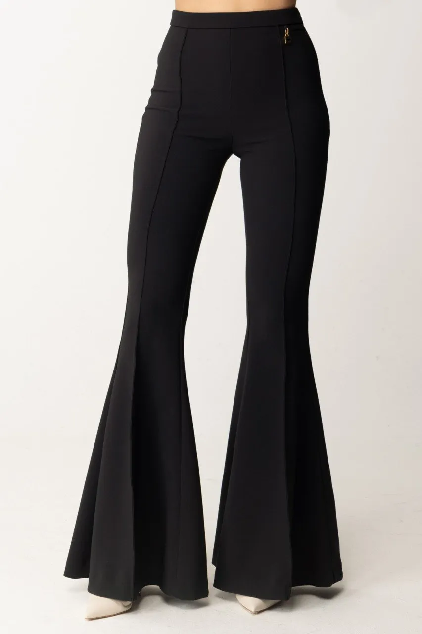 Pantaloni a zampa con charms Nero
