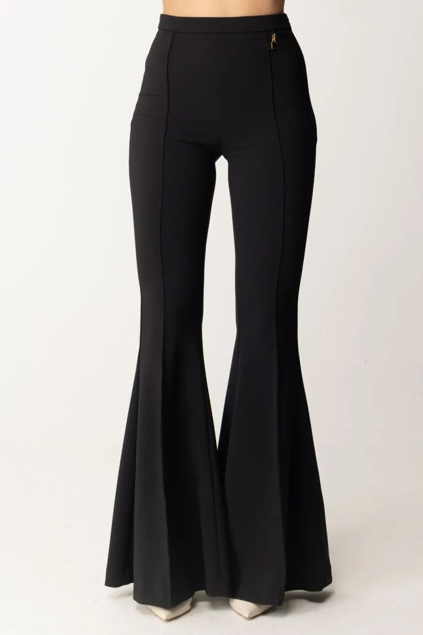 Pantaloni a zampa con charms Nero