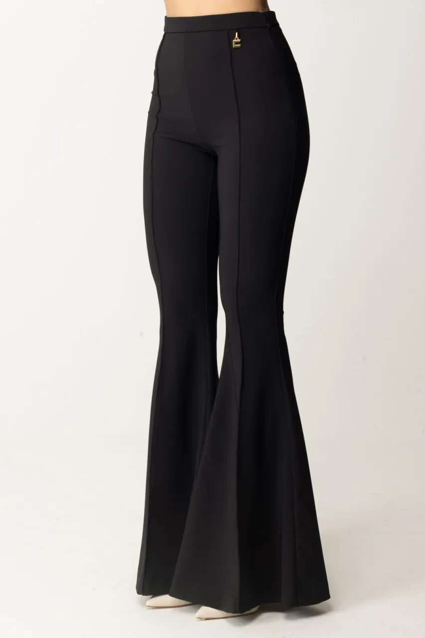 Pantaloni a zampa con charms Nero