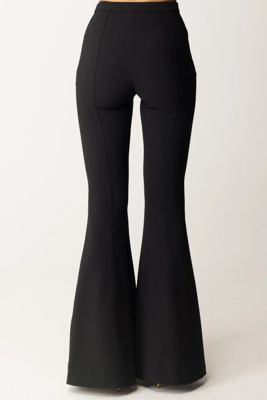 Pantaloni a zampa con charms Nero